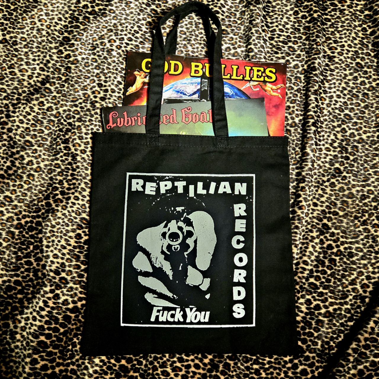 REPTILIAN ATTITUDE Two Sided Canvas Tote/Record Bag REPTILIAN ATTITUDE Two Sided Canvas Tote/Record Bag