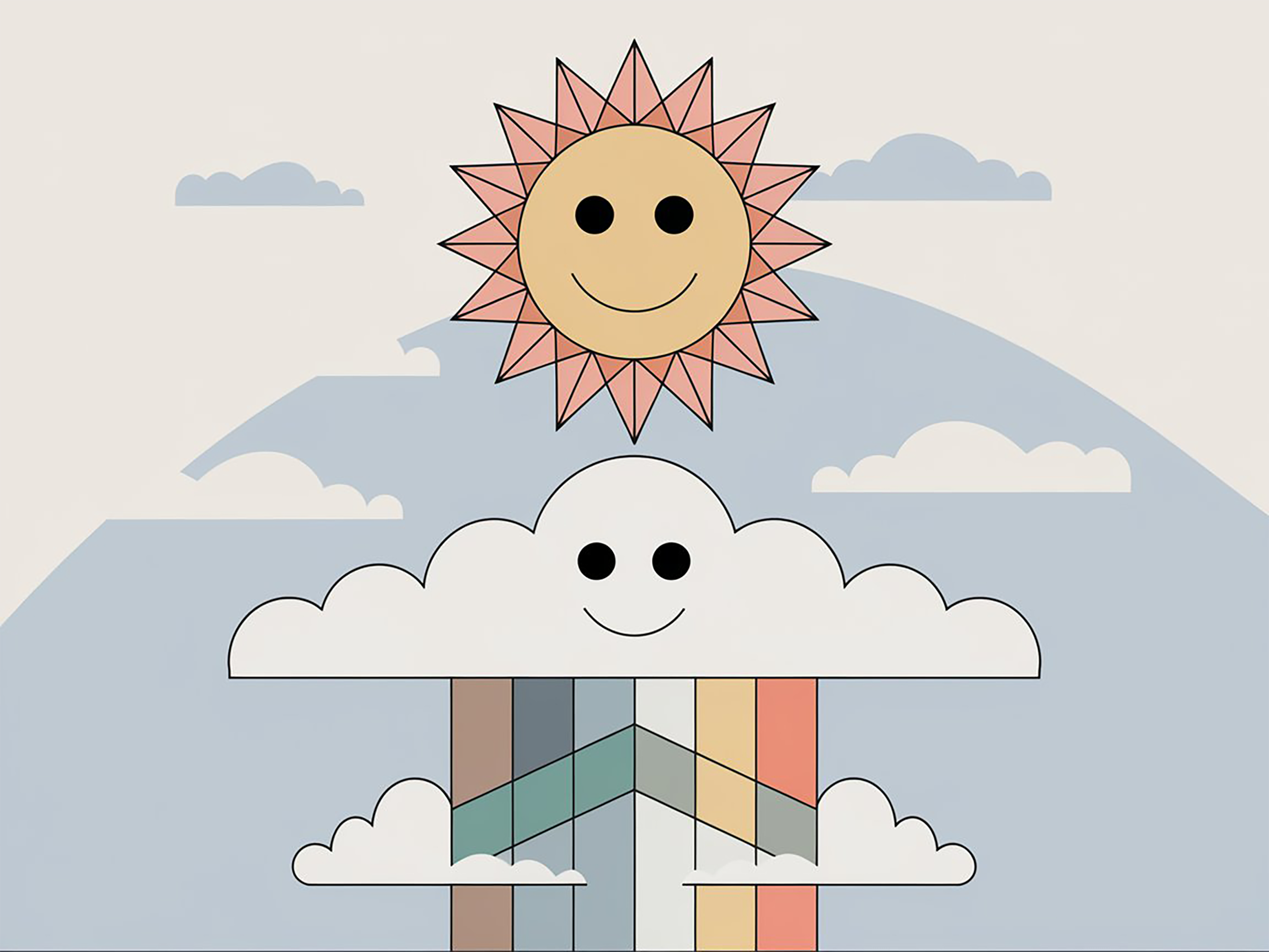 Cheerful Sun and Rainbow Rain Cloud Insulated Tumbler product thumbnail image