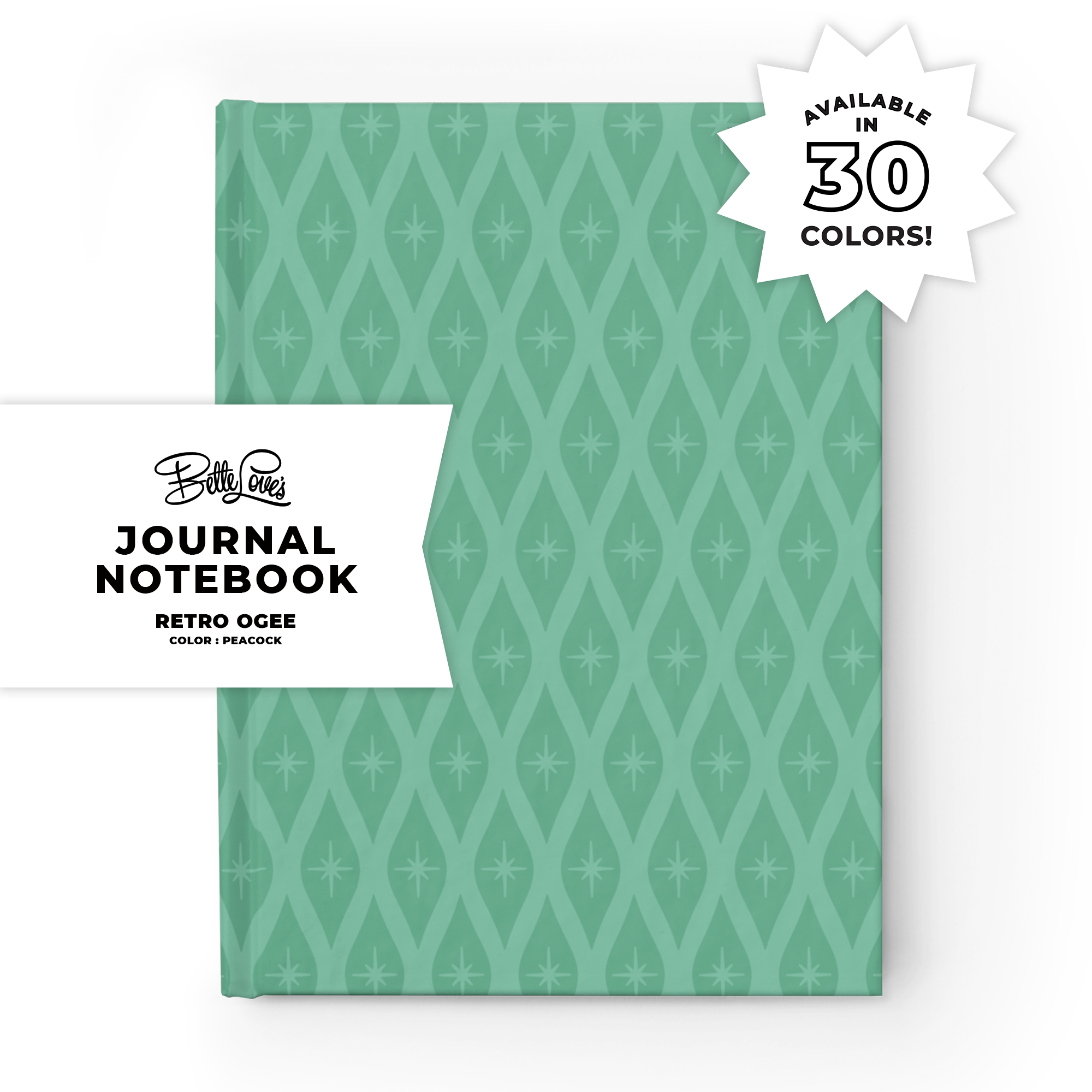 Retro Ogee Journal in Peacock Duotone
