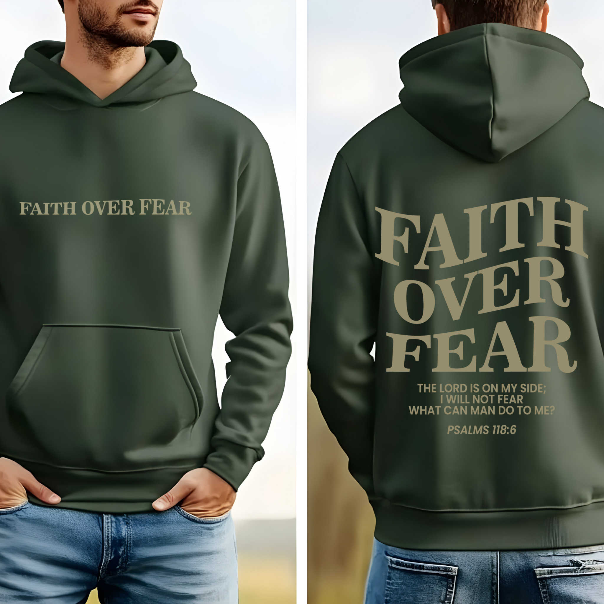 Faith Over Fear Bible Verse Psalms 118:6 Hoodie, Christian Sweatshirt, Religious Gift, Inspirational Clothing, Unisex Pullover, Cozy Jumper