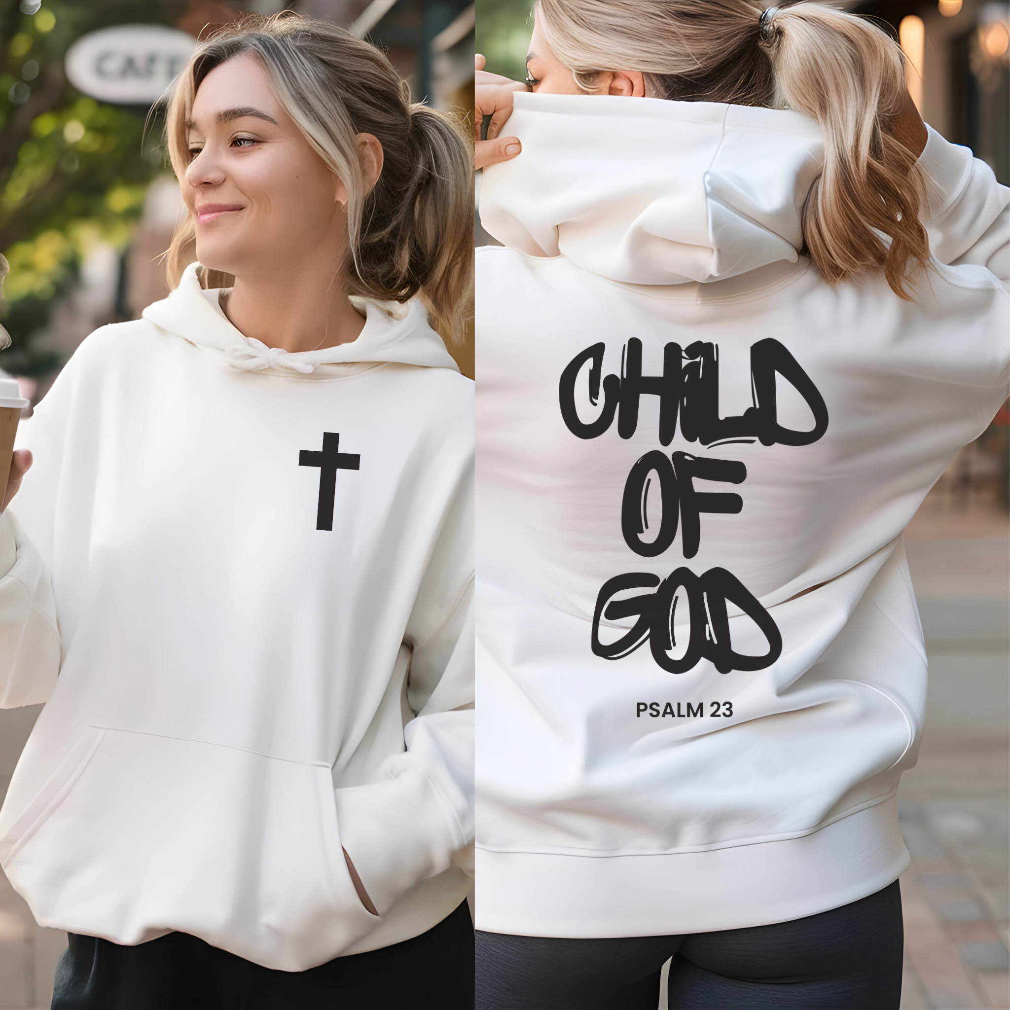 Psalm 23 Child Of God Hoodie, Celestial Faith-Based Apparel, Christian Gift, Unisex Hooded Sweatshirt product thumbnail image