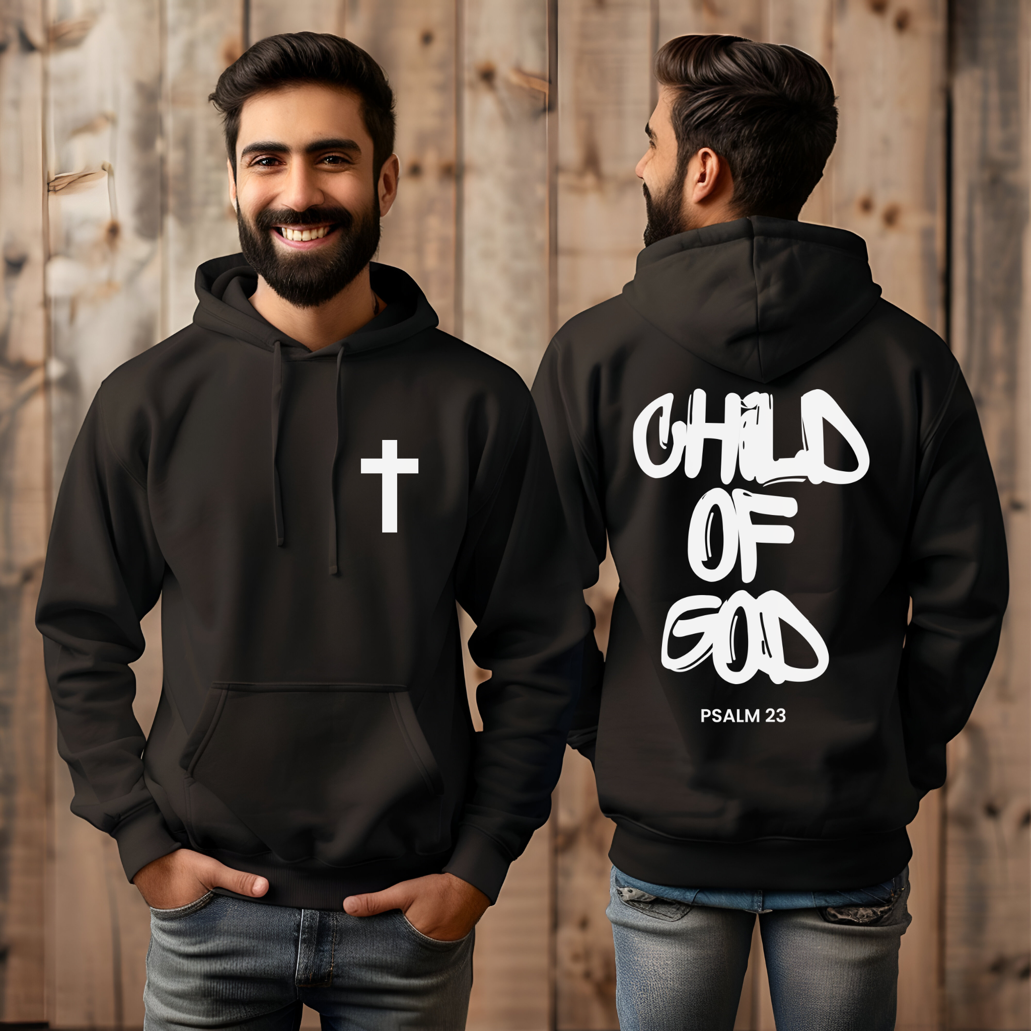 Psalm 23 Child Of God Hoodie, Celestial Faith-Based Apparel, Christian Gift, Unisex Hooded Sweatshirt product thumbnail image