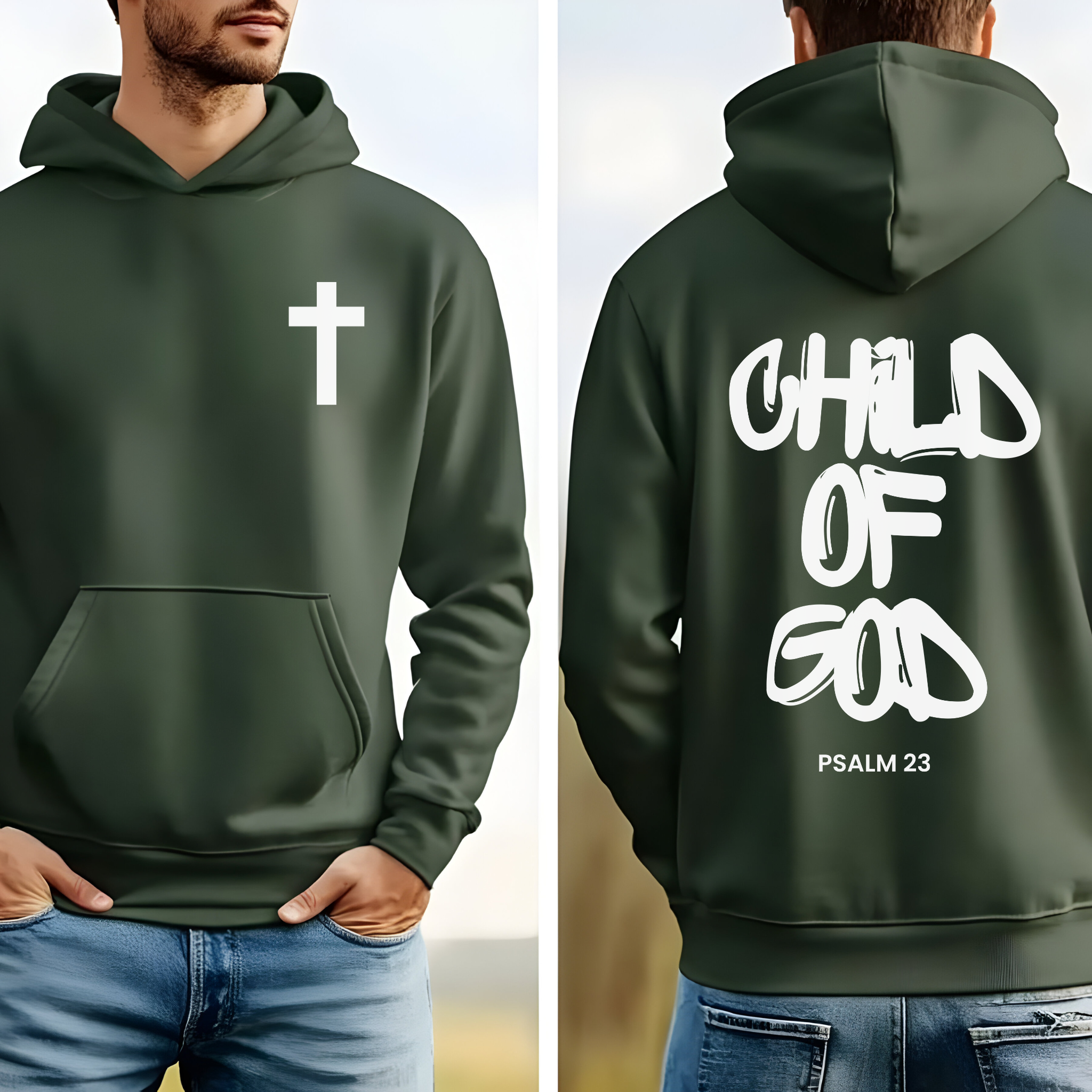 Psalm 23 Child Of God Hoodie, Celestial Faith-Based Apparel, Christian Gift, Unisex Hooded Sweatshirt product thumbnail image