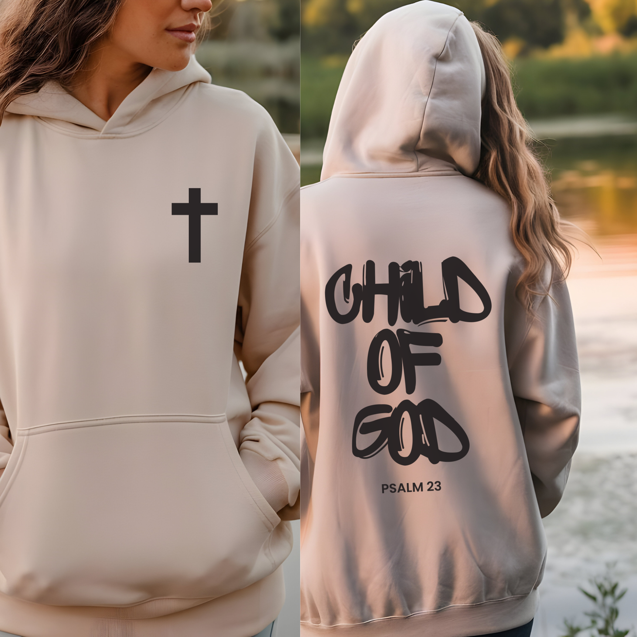 Psalm 23 Child Of God Hoodie, Celestial Faith-Based Apparel, Christian Gift, Unisex Hooded Sweatshirt product thumbnail image