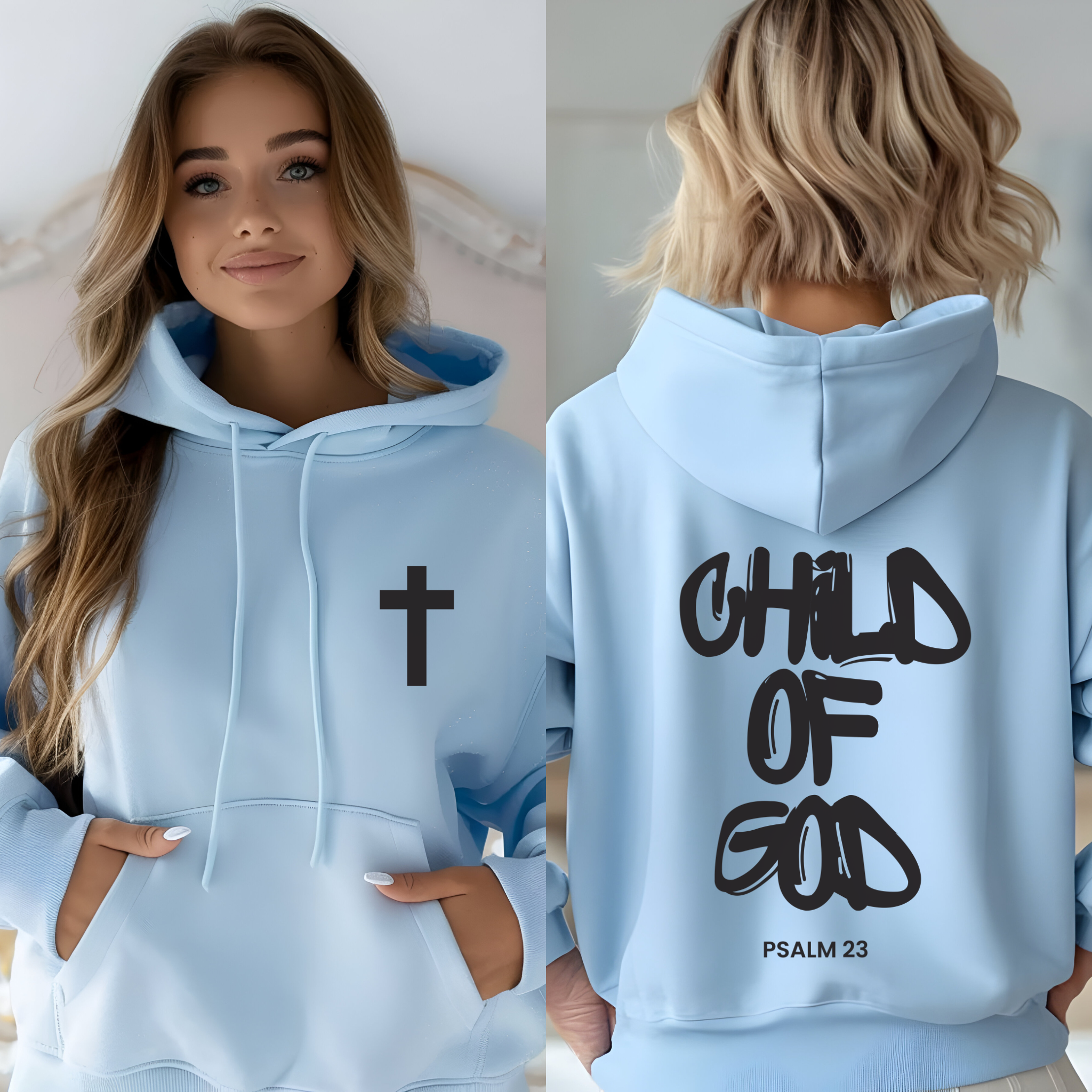 Psalm 23 Child Of God Hoodie, Celestial Faith-Based Apparel, Christian Gift, Unisex Hooded Sweatshirt product thumbnail image