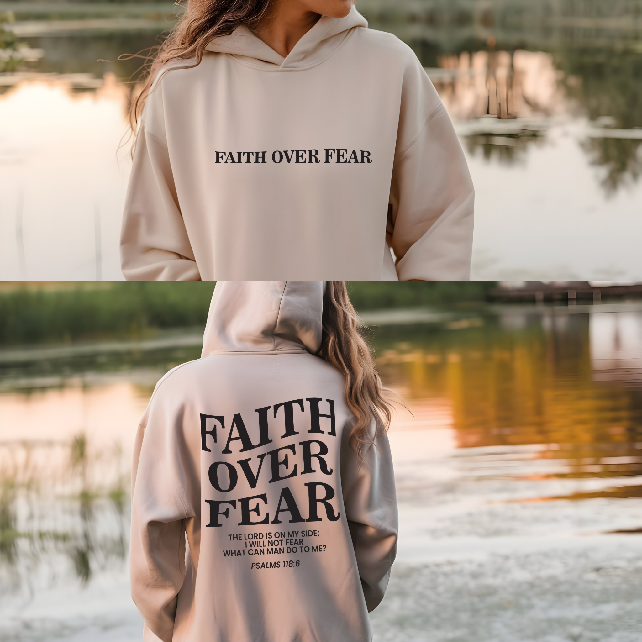 Faith Over Fear Bible Verse Psalms 118:6 Hoodie, Christian Sweatshirt, Inspirational Religious Apparel, Unisex Pullover, Spiritual Gift product thumbnail image