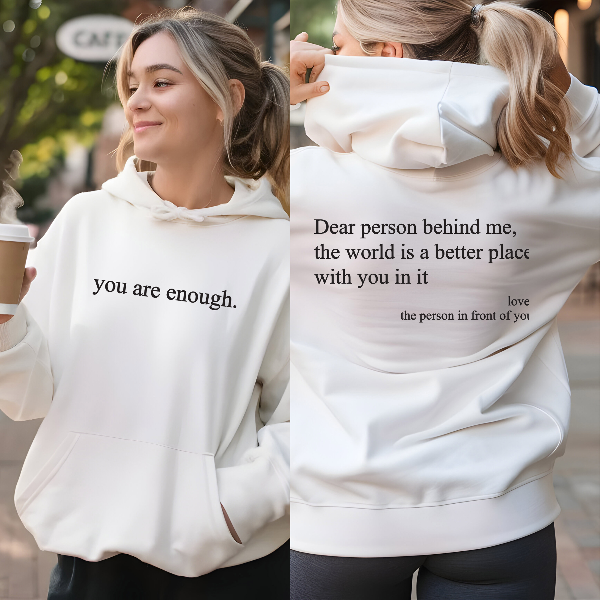 You Are Enough Unisex Hoodie, Inspirational Sweatshirt, Positive Vibes Jumper, Self-Love Pullover, Motivational Clothing, Cozy Hooded Sweater product thumbnail image You Are Enough Unisex Hoodie, Inspirational Sweatshirt, Positive Vibes Jumper, Self-Love Pullover, Motivational Clothing, Cozy Hooded Sweater product thumbnail image