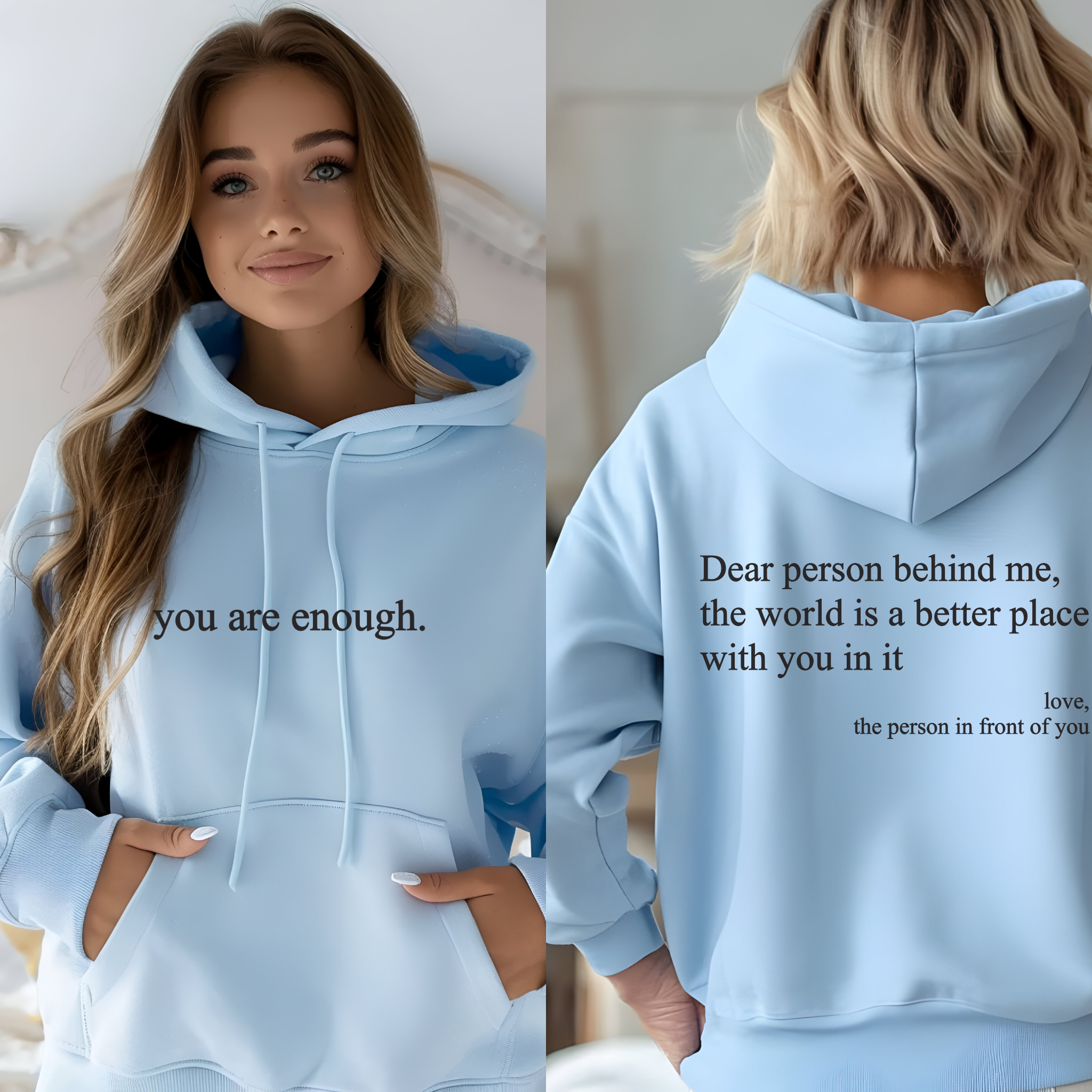 You Are Enough Unisex Hoodie, Inspirational Sweatshirt, Positive Vibes Jumper, Self-Love Pullover, Motivational Clothing, Cozy Hooded Sweater product thumbnail image You Are Enough Unisex Hoodie, Inspirational Sweatshirt, Positive Vibes Jumper, Self-Love Pullover, Motivational Clothing, Cozy Hooded Sweater product thumbnail image