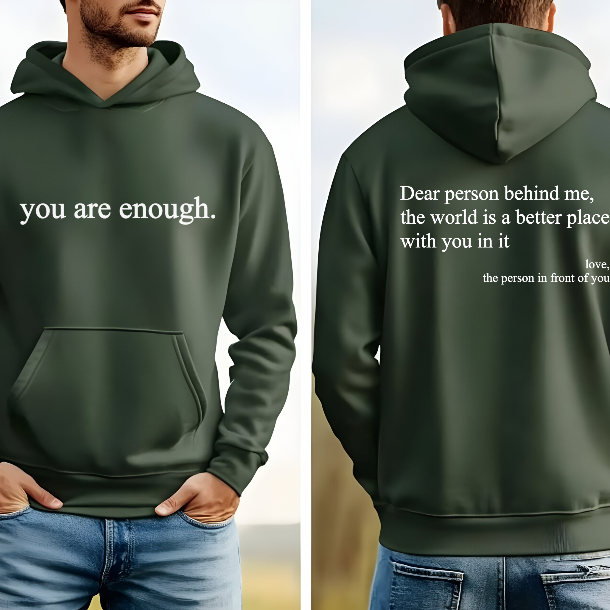 You Are Enough Unisex Hoodie, Inspirational Sweatshirt, Positive Vibes Jumper, Self-Love Pullover, Motivational Clothing, Cozy Hooded Sweater product thumbnail image You Are Enough Unisex Hoodie, Inspirational Sweatshirt, Positive Vibes Jumper, Self-Love Pullover, Motivational Clothing, Cozy Hooded Sweater product thumbnail image