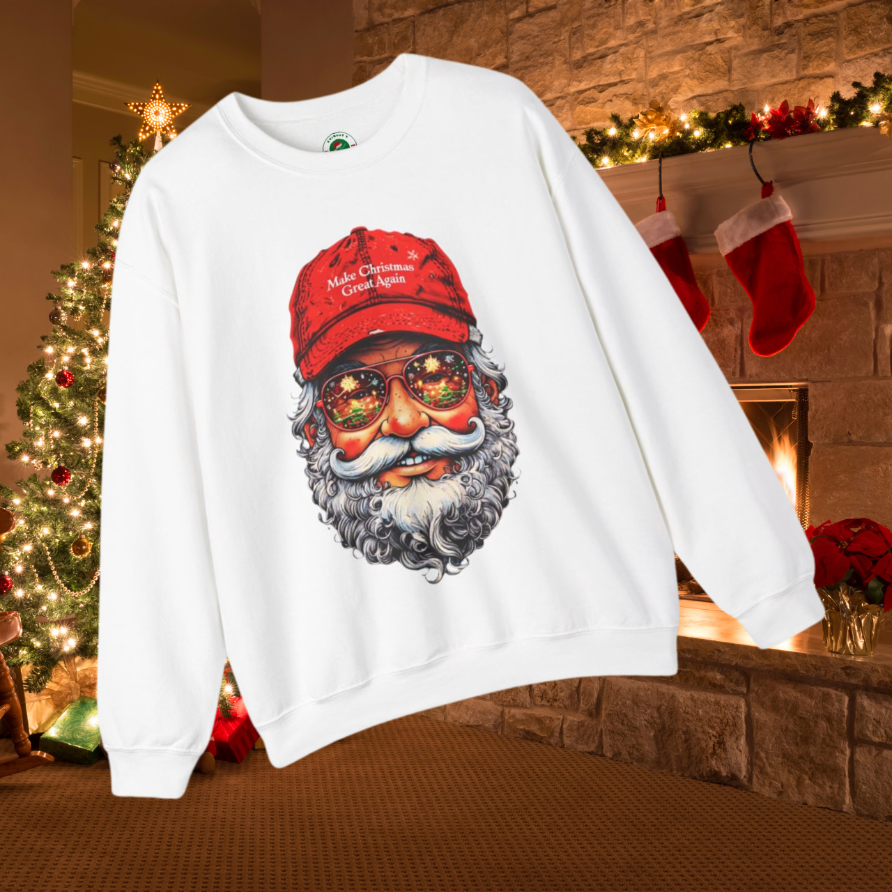 Make Christmas Great Again" Santa Ball Cap Unisex Crewneck Sweatshirt – Festive Comfort &amp; Style