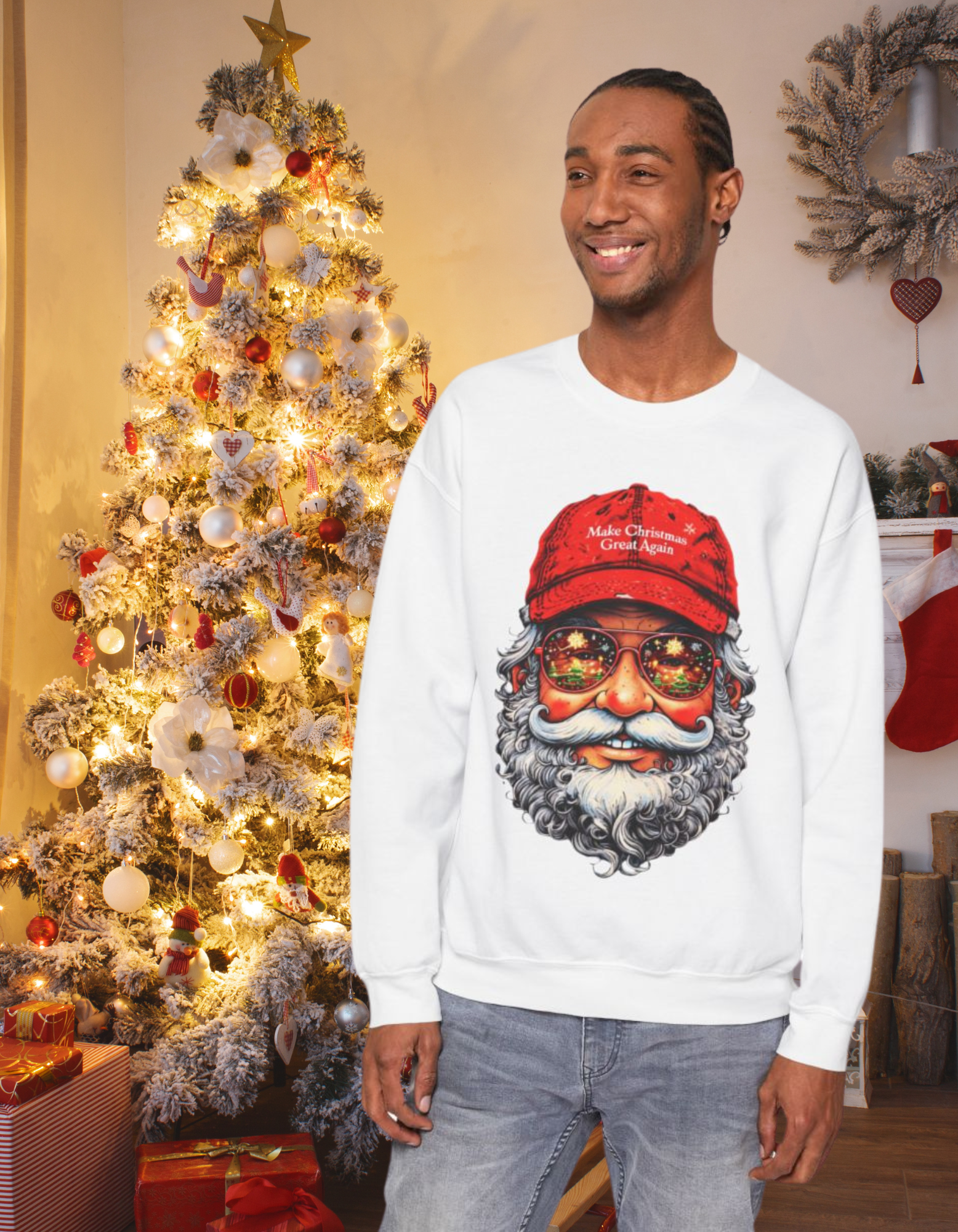 Make Christmas Great Again" Santa Ball Cap Unisex Crewneck Sweatshirt – Festive Comfort & Style product thumbnail image Make Christmas Great Again" Santa Ball Cap Unisex Crewneck Sweatshirt – Festive Comfort & Style product thumbnail image