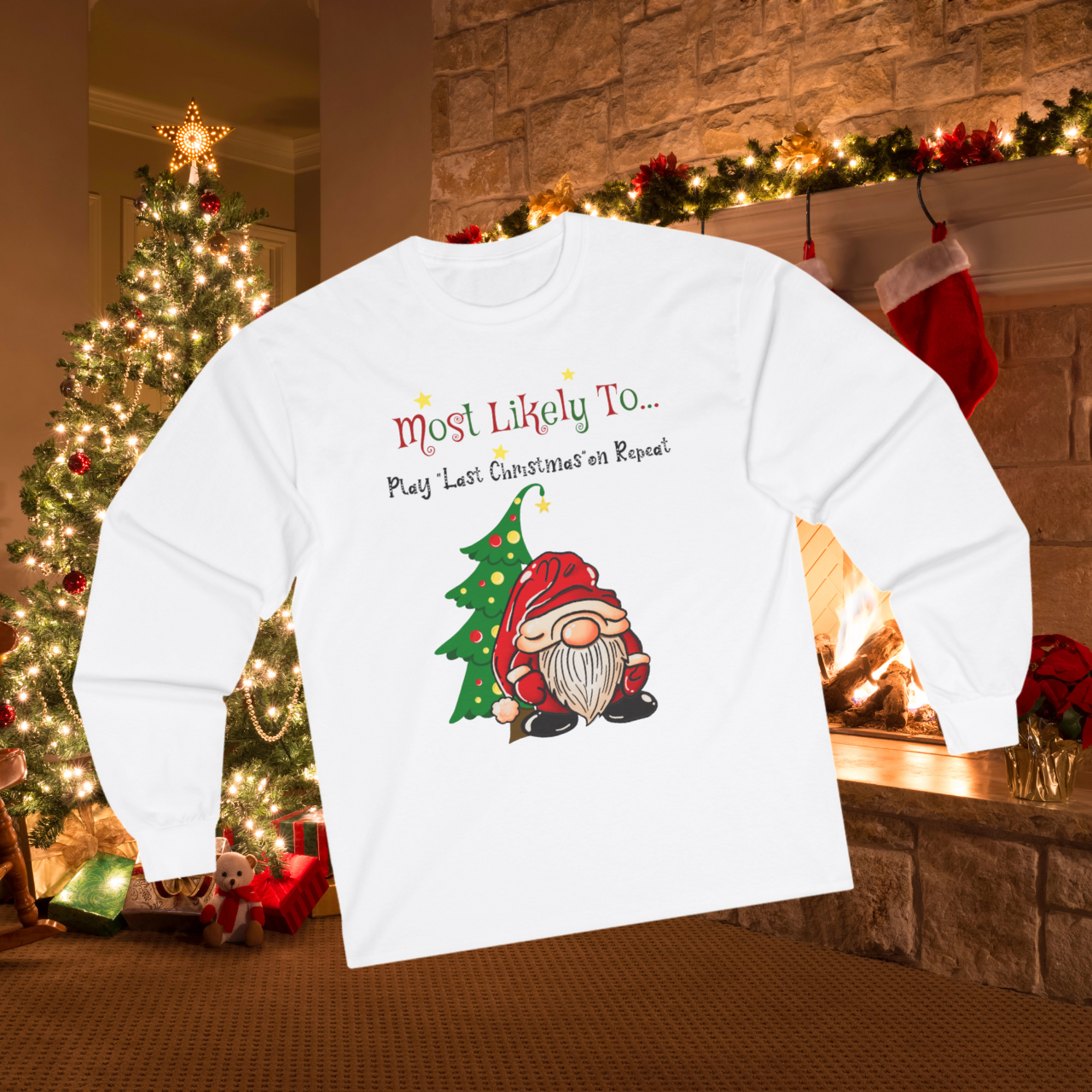 Play Last Christmas on Repeat" Unisex Long Sleeve Tee – Comfortable, Eco-Friendly Style