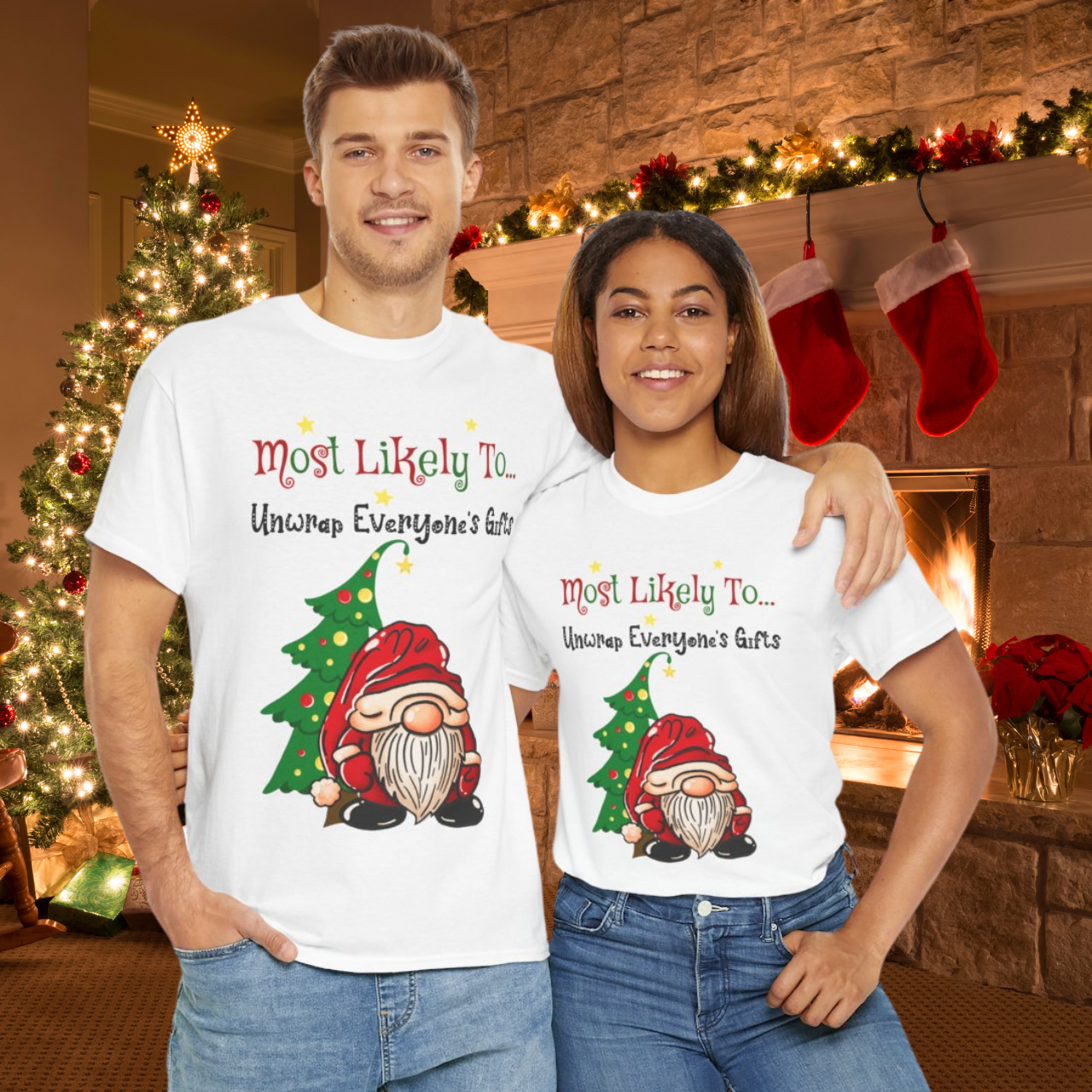 "Most Likely to Unwrap Everyone’s Gifts" Long Sleeve Unisex Tee – Festive Comfort &amp; Style