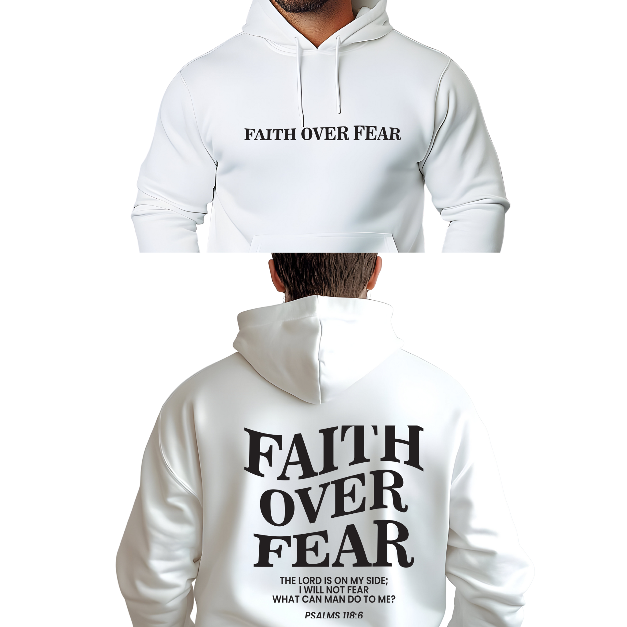Faith Over Fear Bible Verse Psalms 118:6 Hoodie, Christian Sweatshirt, Inspirational Religious Apparel, Unisex Pullover, Spiritual Gift product thumbnail image