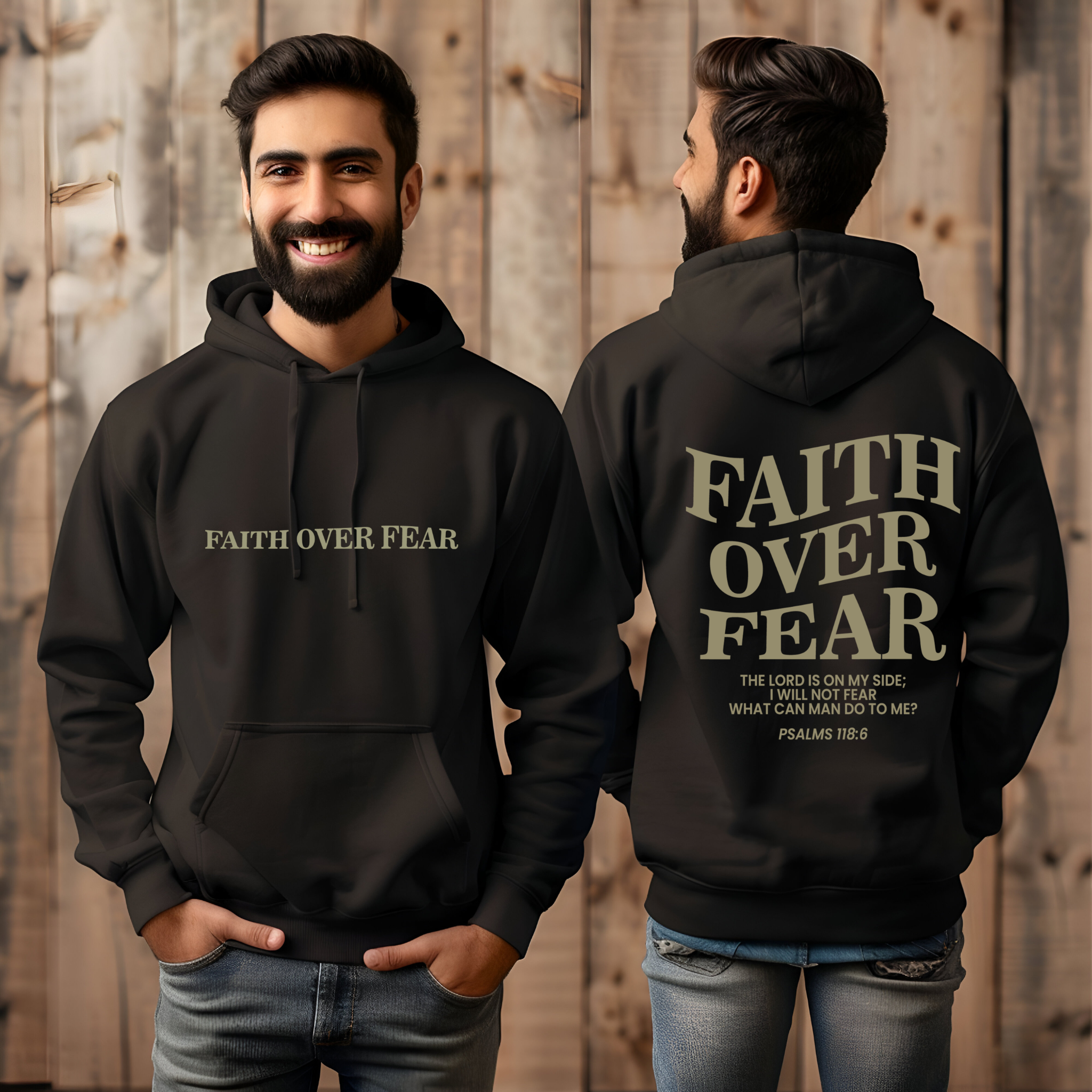 Faith Over Fear Bible Verse Psalms 118:6 Hoodie, Christian Sweatshirt, Inspirational Religious Apparel, Unisex Pullover, Spiritual Gift product thumbnail image