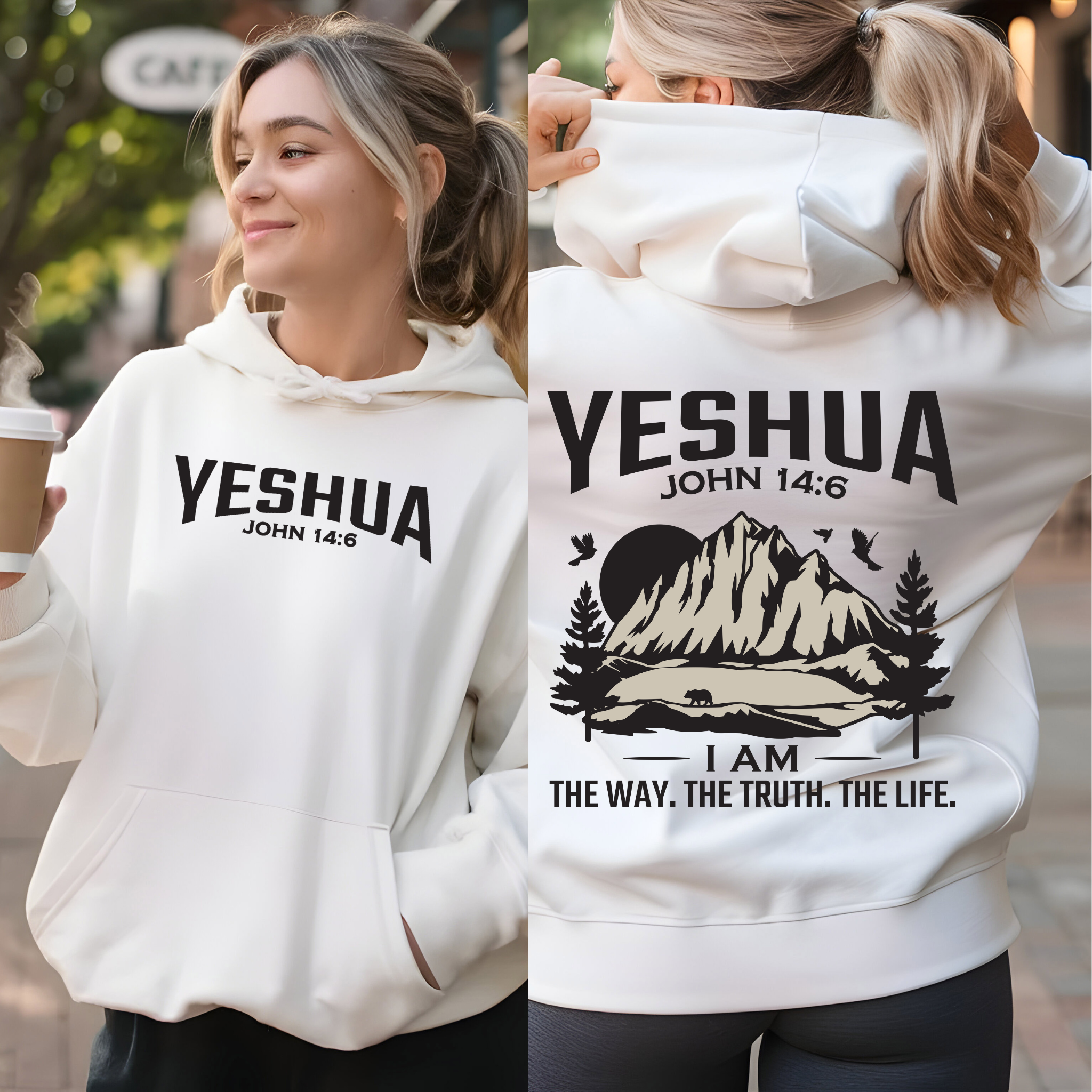 Religious Hoodie, YESHUA, John 14:6 Bible Verse Sweatshirt, Christian Apparel, Unisex Religious Gift, Inspirational Clothing product thumbnail image