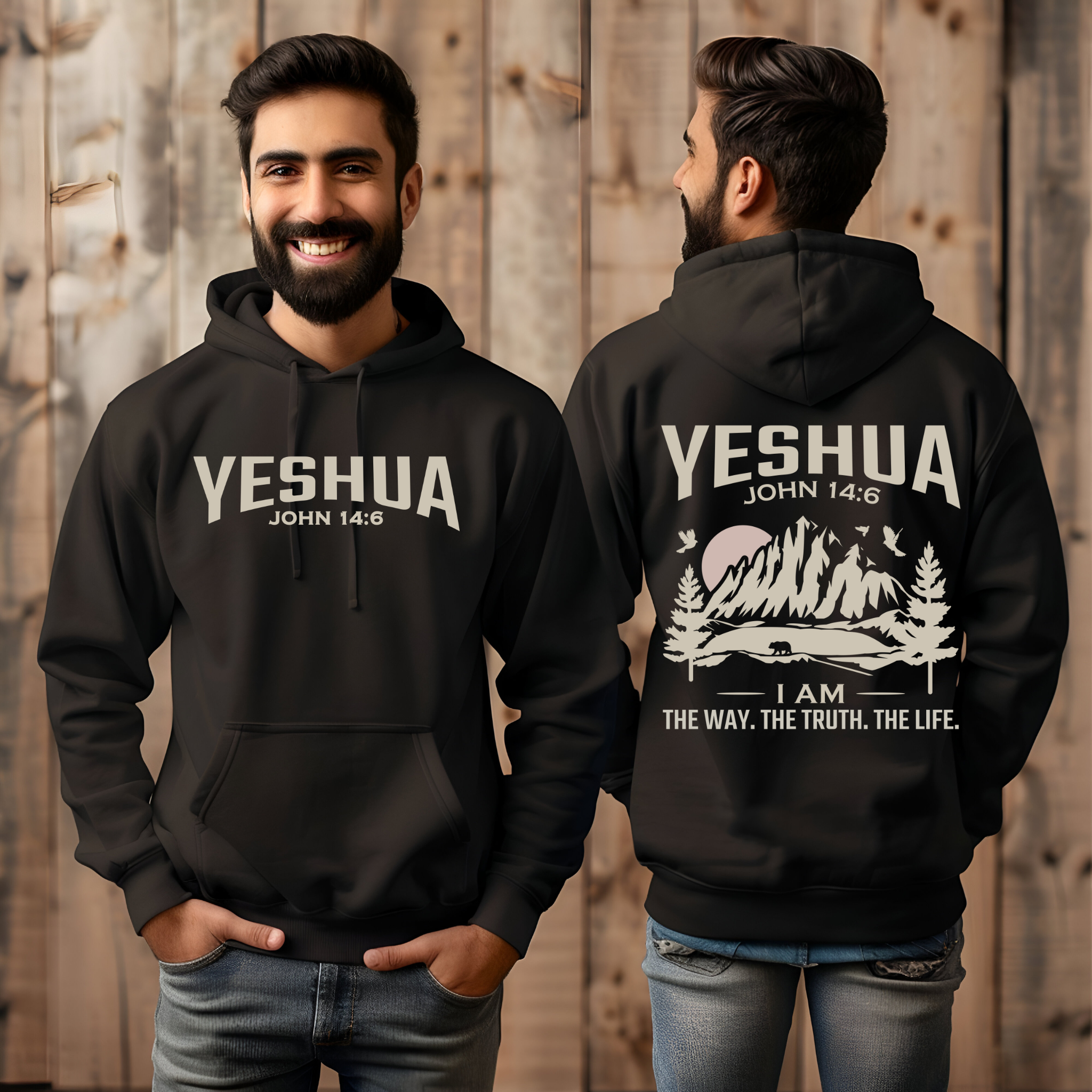 Religious Hoodie, YESHUA, John 14:6 Bible Verse Sweatshirt, Christian Apparel, Unisex Religious Gift, Inspirational Clothing product thumbnail image