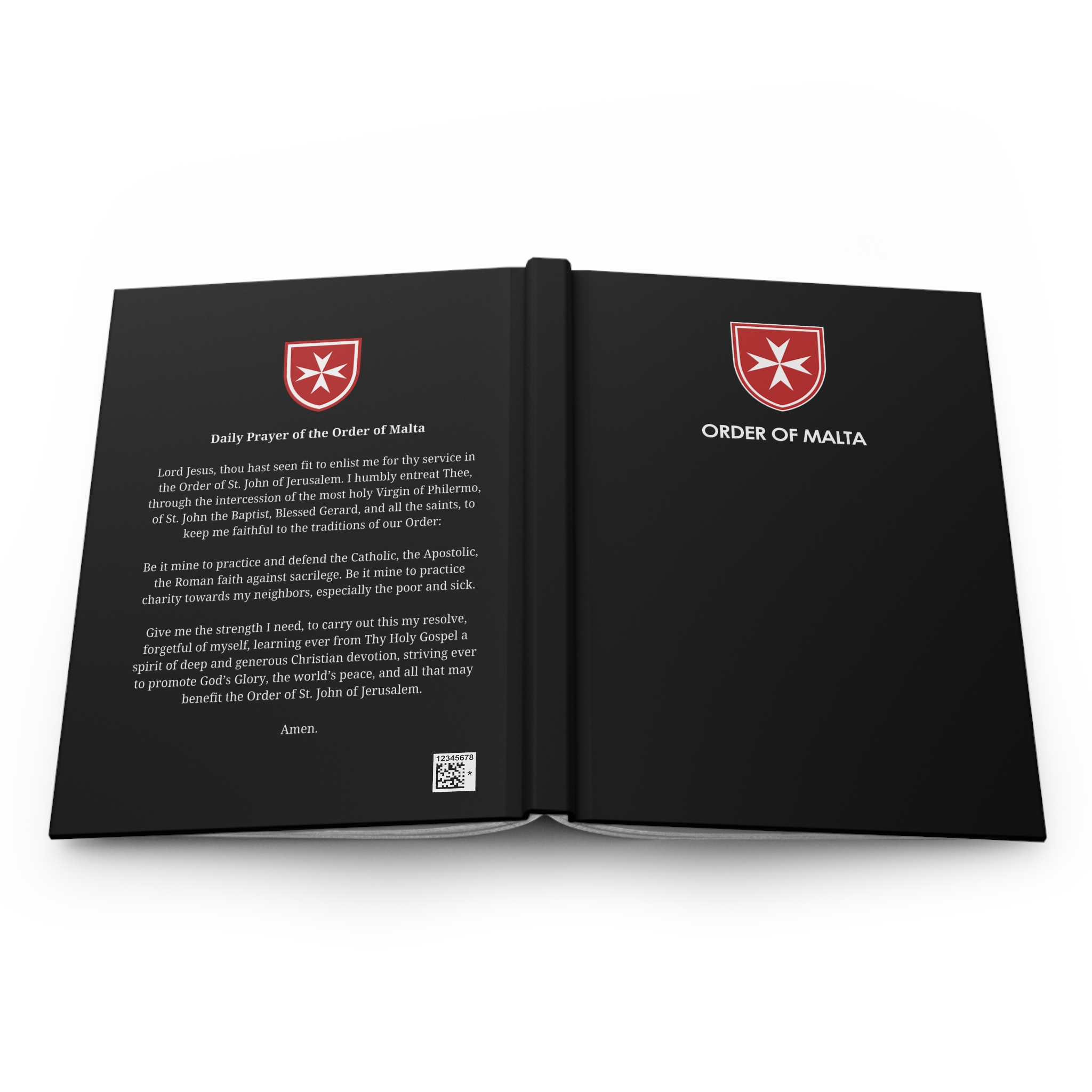 His Malta Prayer Journal Matte with Prayer of the Order of Malta on the Back
