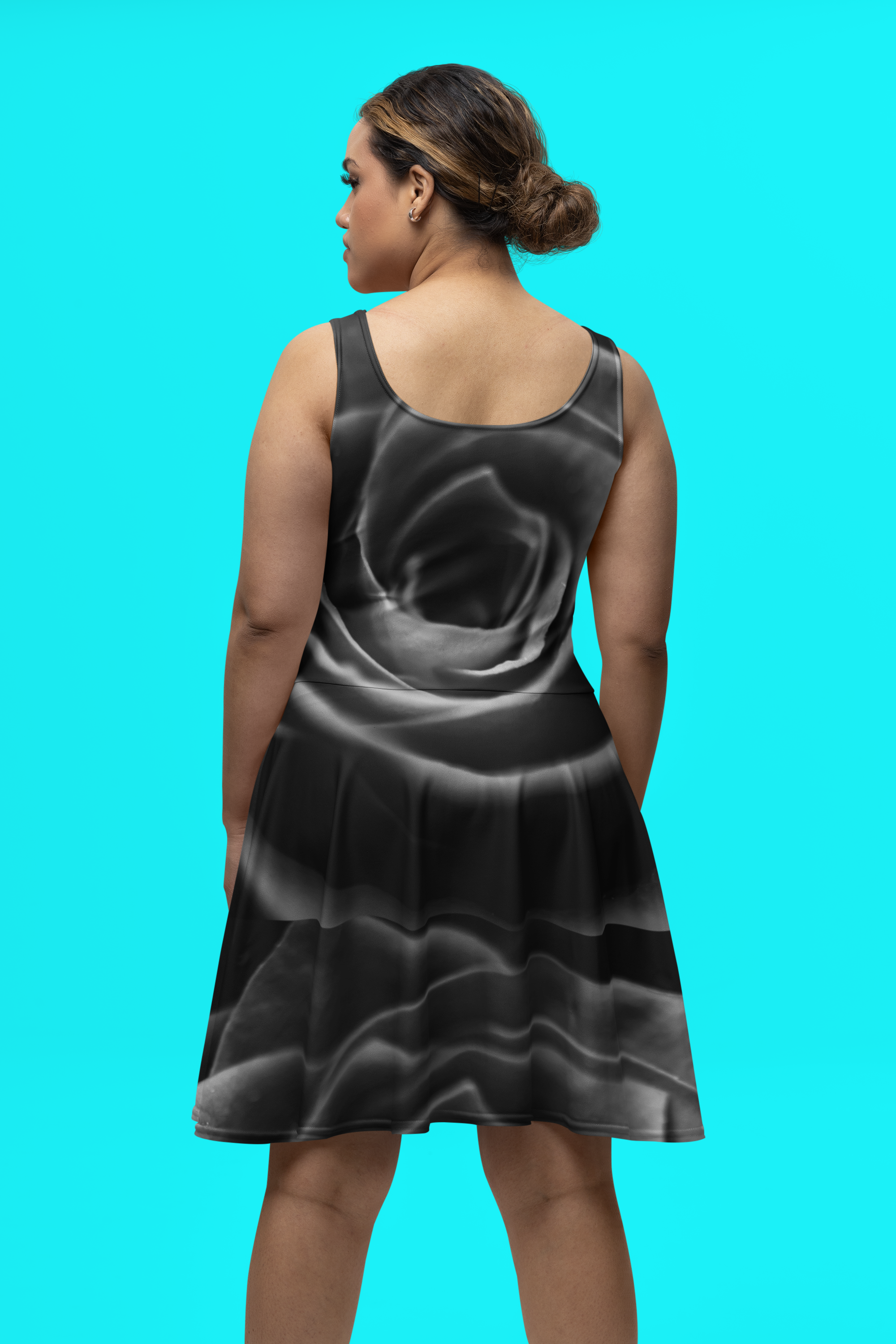Women's Black Rose Print Skater Dress  product thumbnail image