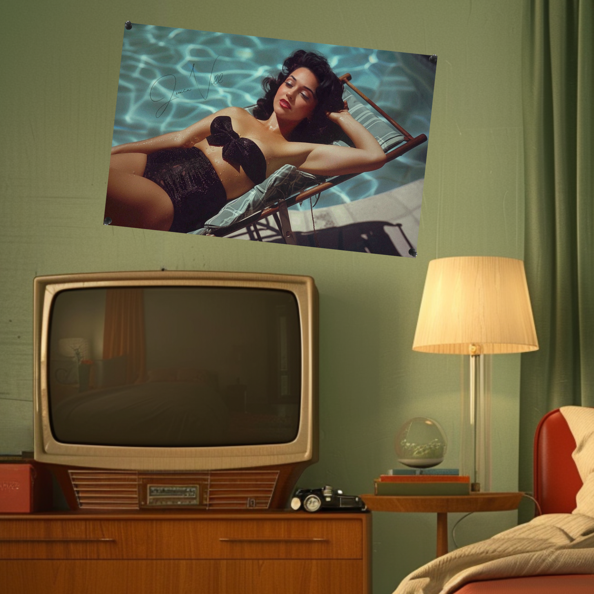 Signed Poster Pin Up Girl at Pool Featuring Jessica Vill product thumbnail image Signed Poster Pin Up Girl at Pool Featuring Jessica Vill product thumbnail image