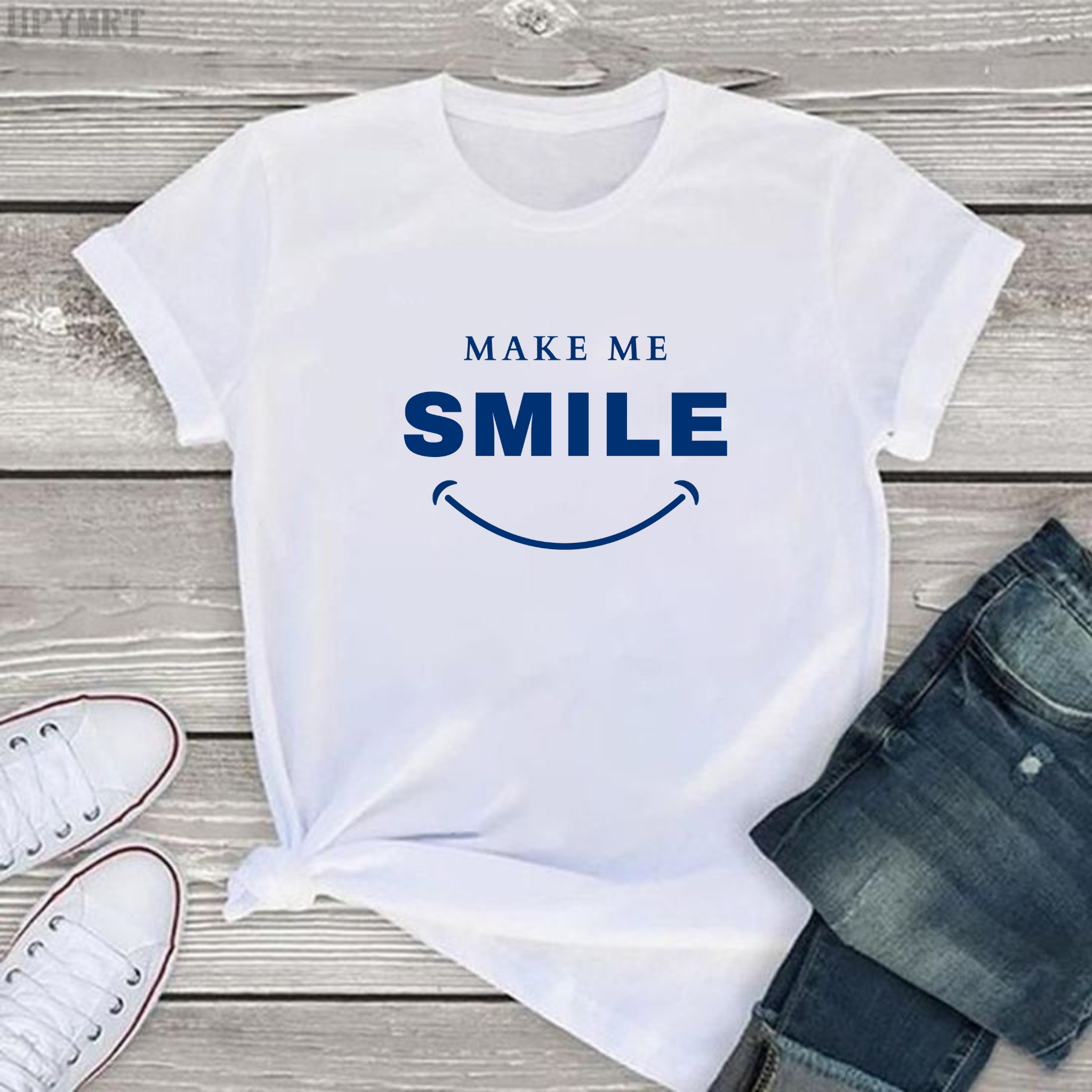 "Make Me Smile" Inspirational Typography T-Shirt