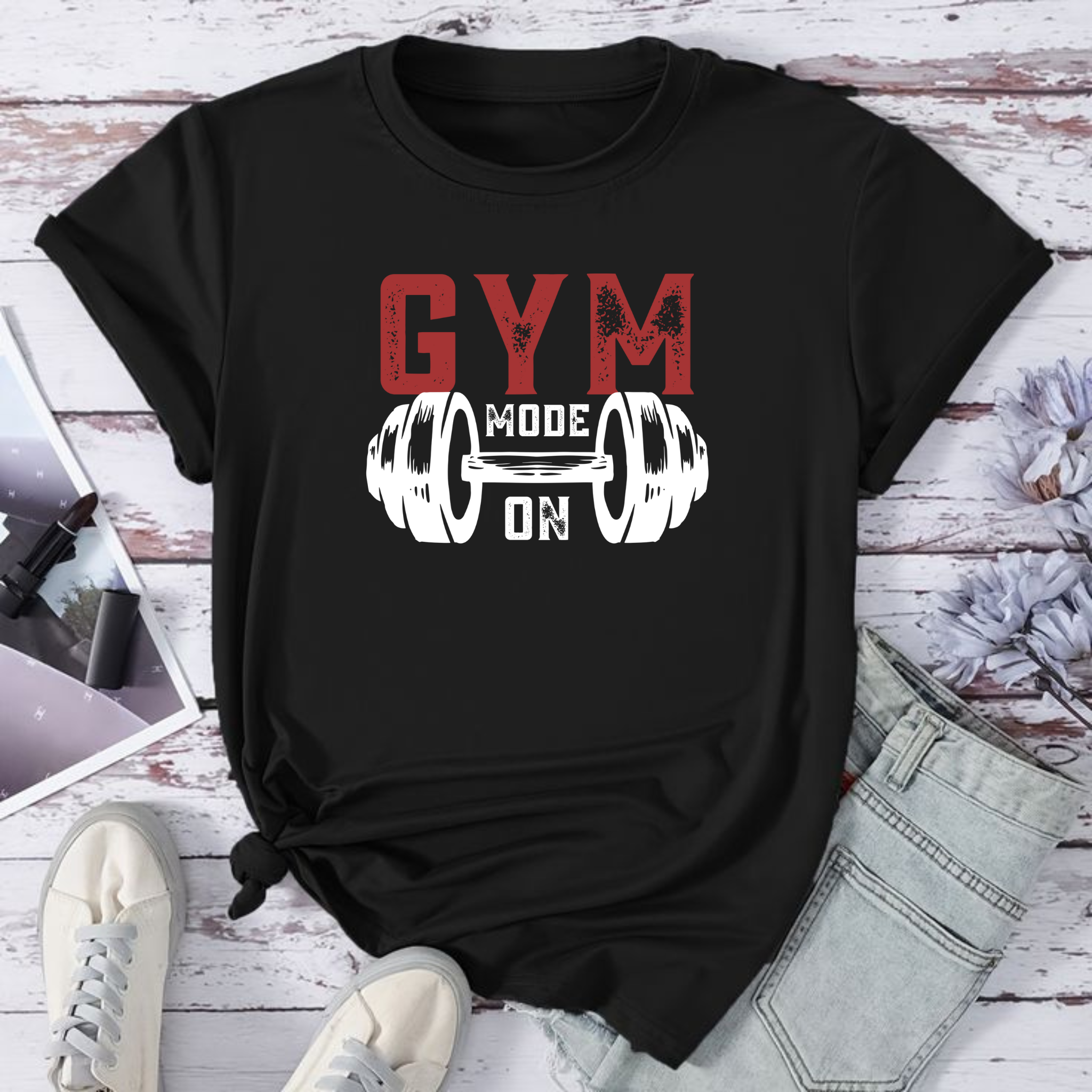 "Gym Mode On" Motivational Workout T-Shirt