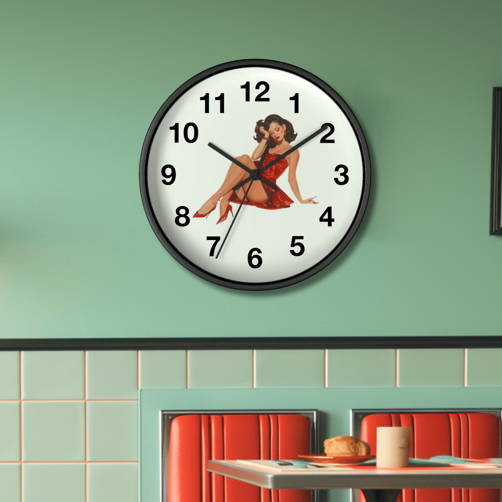 Pin-Up Wall Clock - 1950s Retro Design Pin-Up Wall Clock - 1950s Retro Design