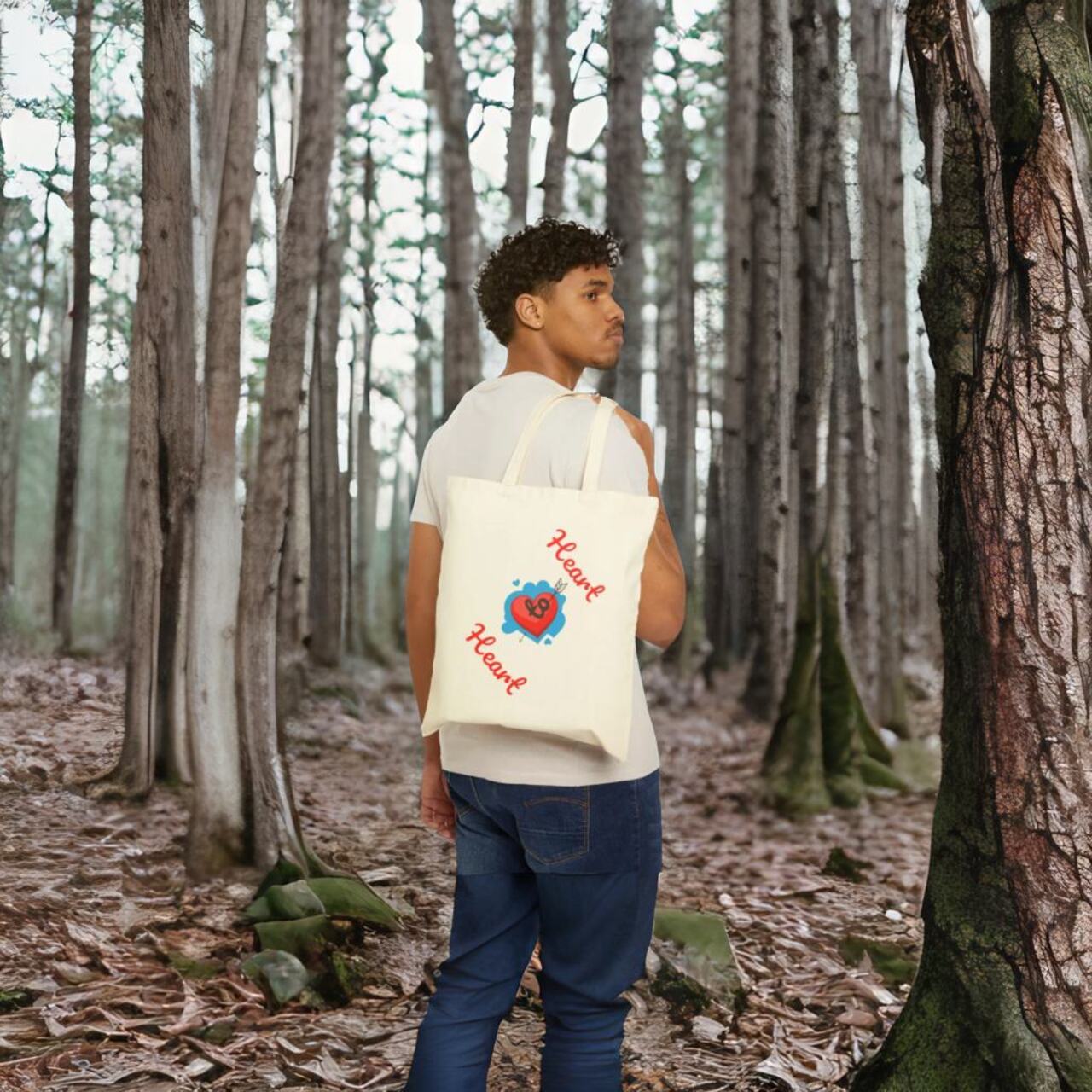 Heart to heart Cotton Canvas Tote Bag