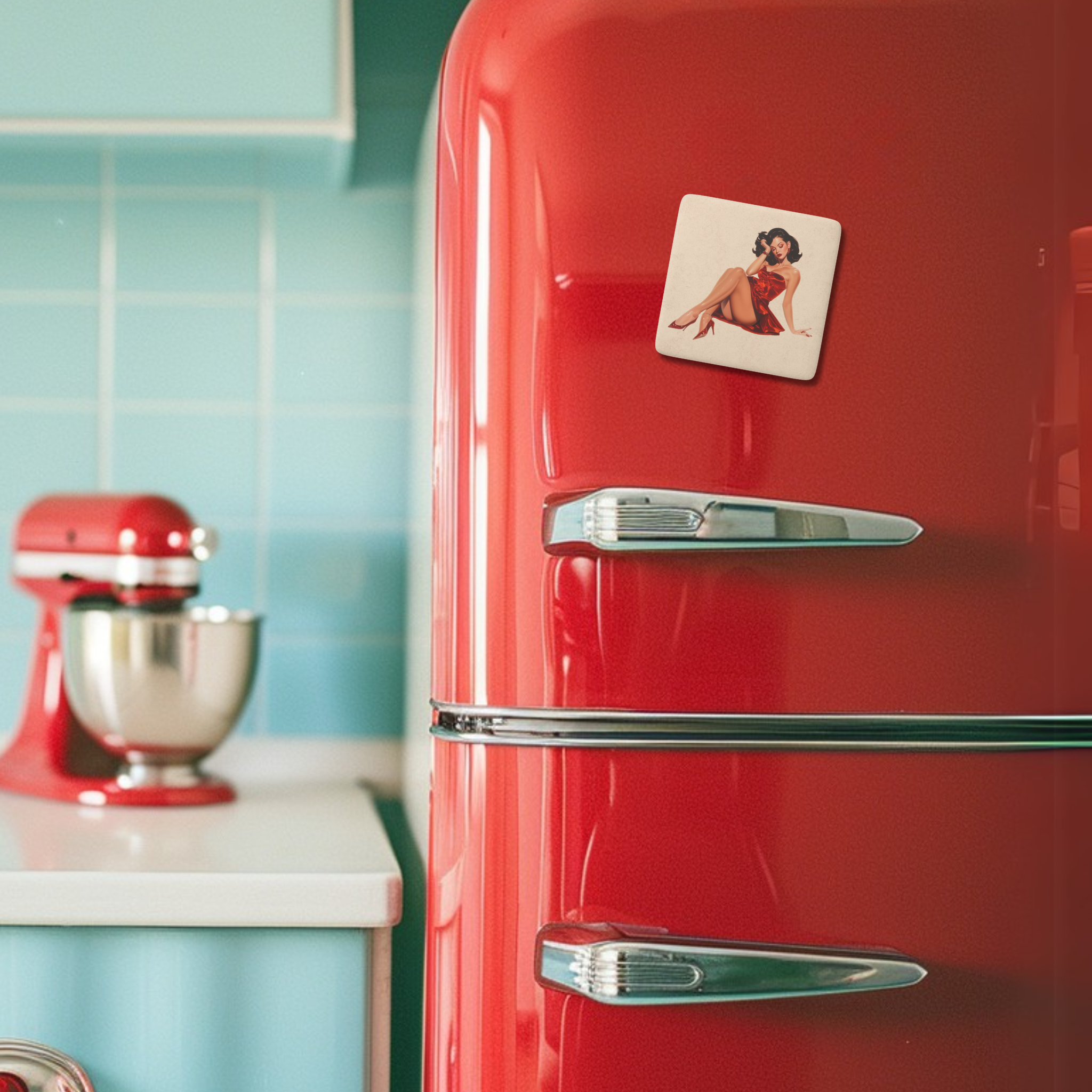 Porcelain Magnet, Pin Up Illustration of Jessica Vill product thumbnail image Porcelain Magnet, Pin Up Illustration of Jessica Vill product thumbnail image