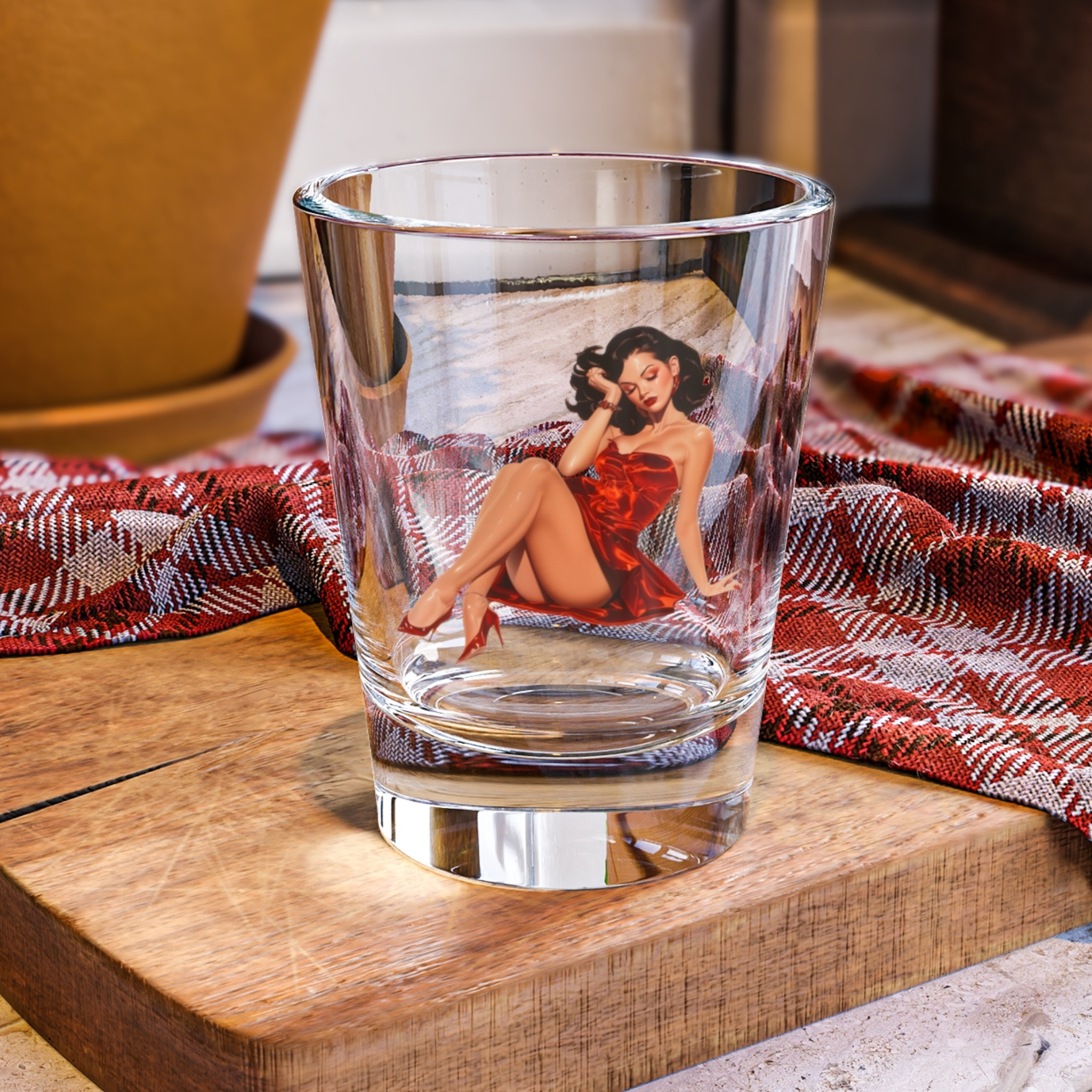 Shot Glass, Pin Up Illustration of Jessica Vill - 1.5oz Shot Glass, Pin Up Illustration of Jessica Vill - 1.5oz