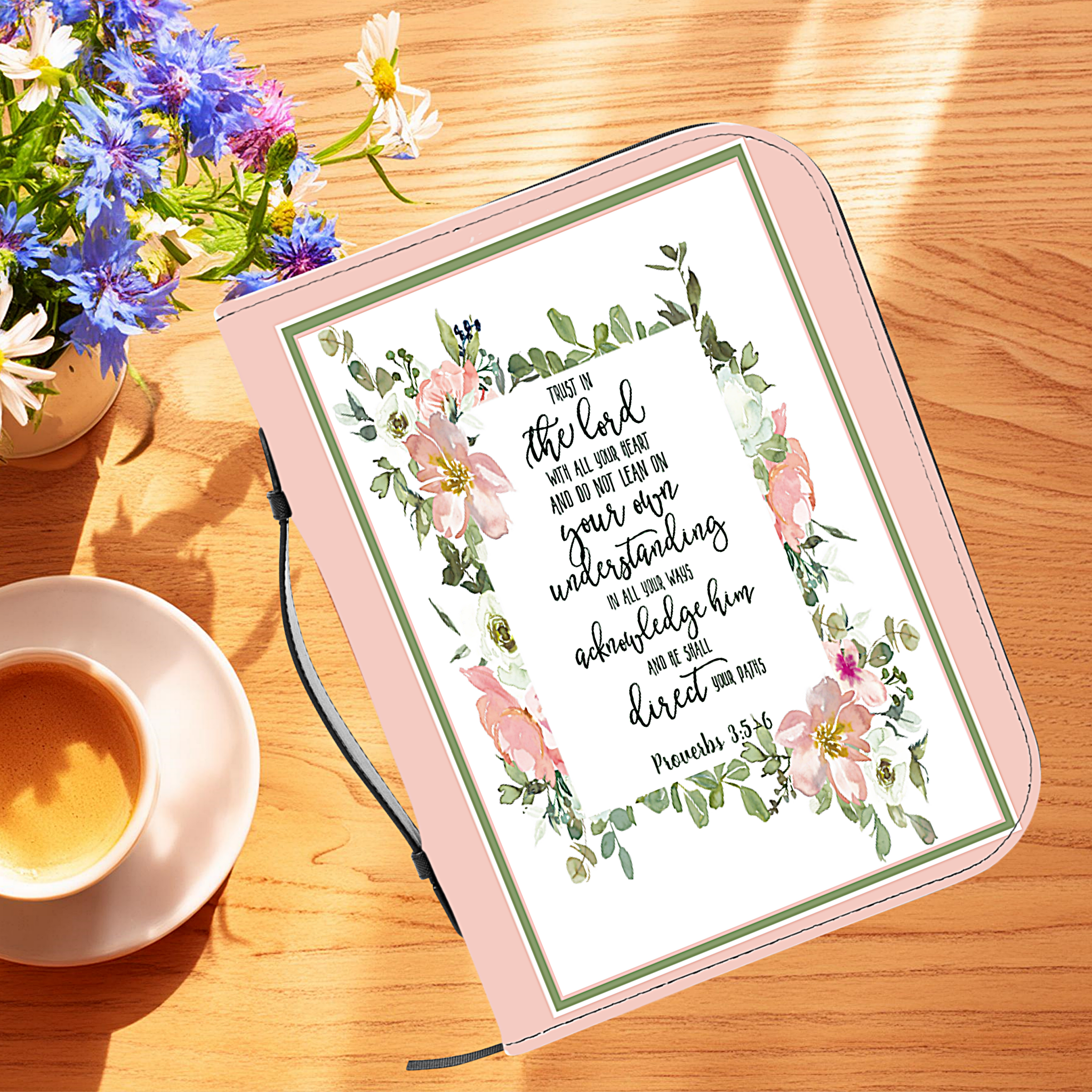 Trust in the Lord pink floral Bible Cover product thumbnail image Trust in the Lord pink floral Bible Cover product thumbnail image