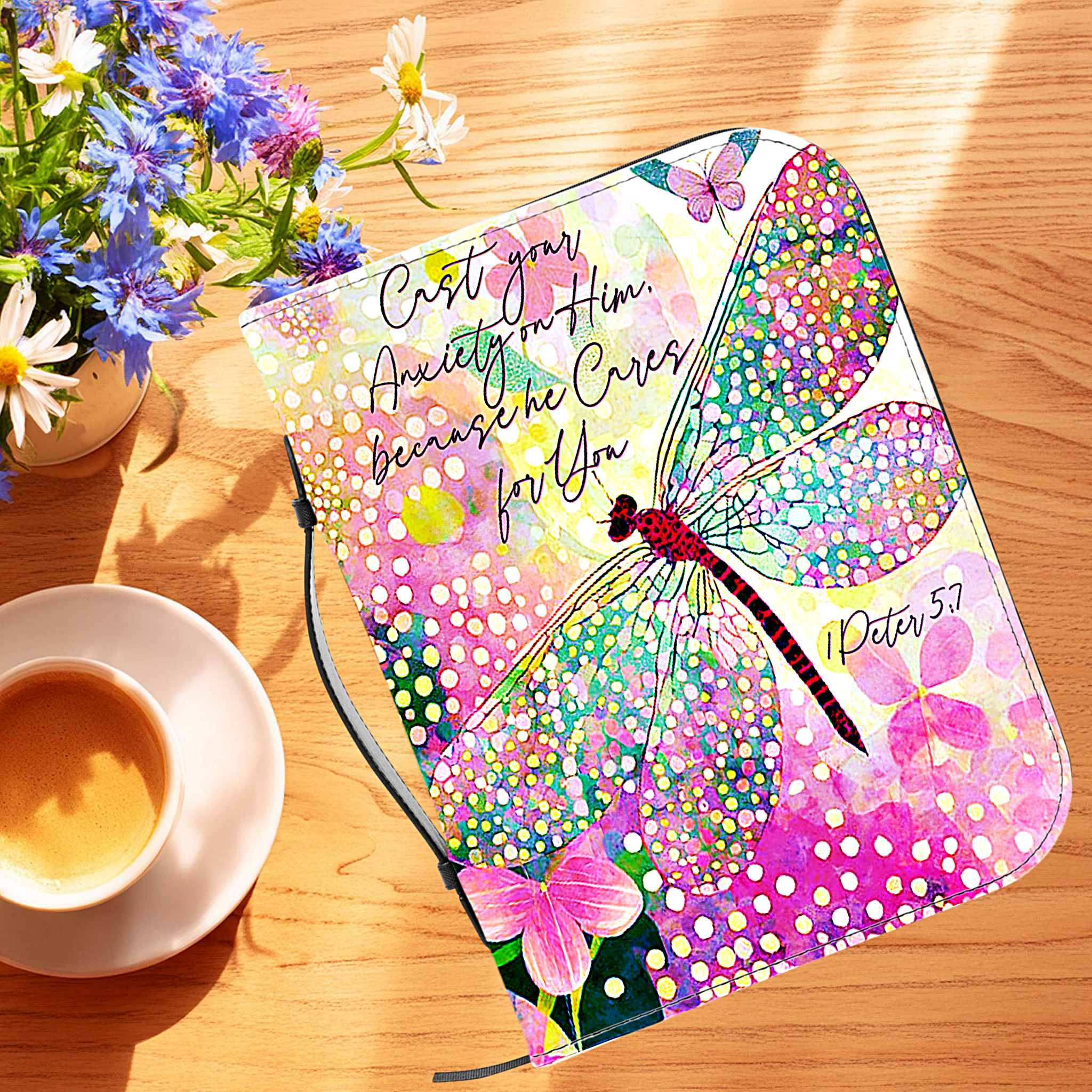 Cast your anxiety on Him, dragonfly, Bible Cover product thumbnail image Cast your anxiety on Him, dragonfly, Bible Cover product thumbnail image
