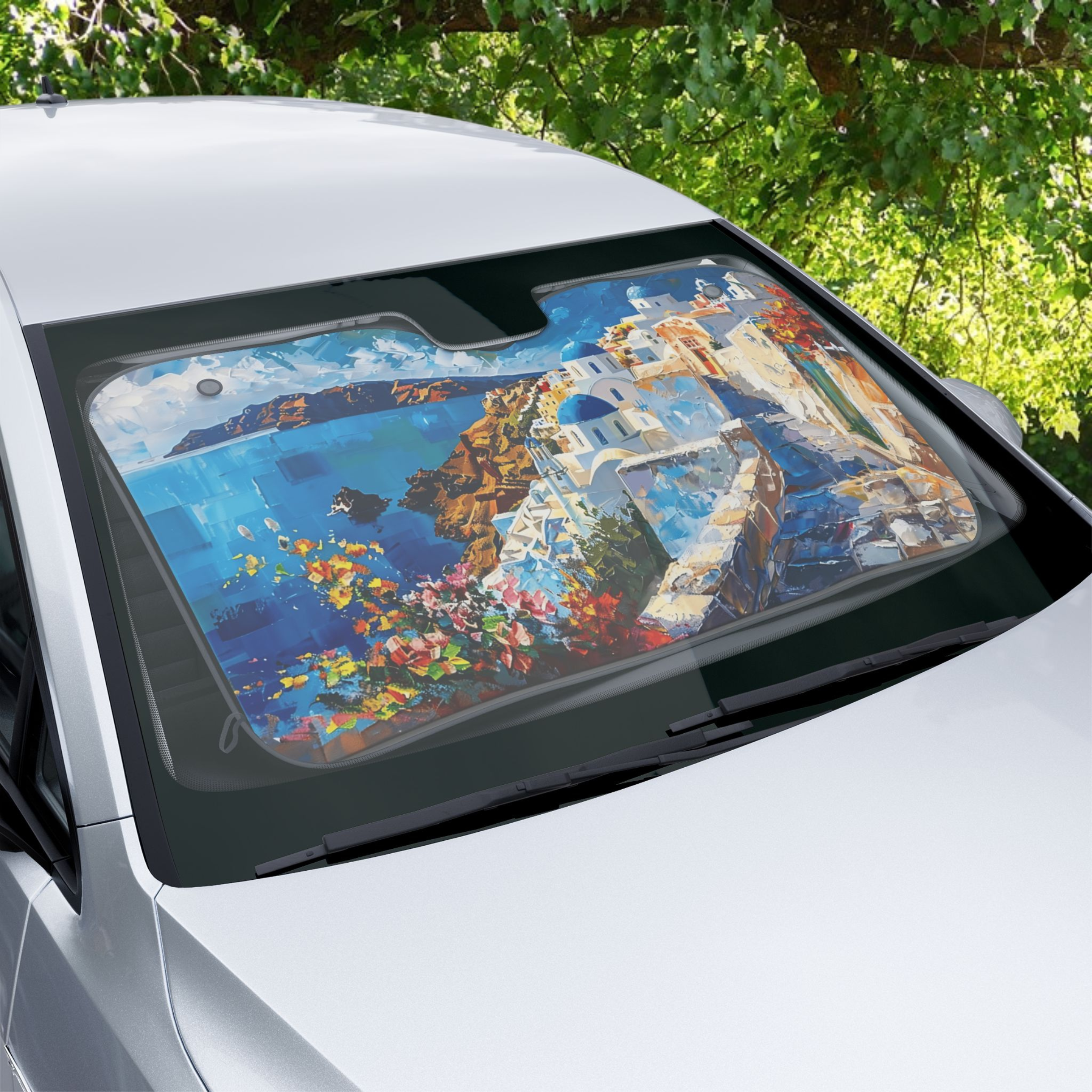 Santorini Greece Car Sun Shade product thumbnail image Santorini Greece Car Sun Shade product thumbnail image