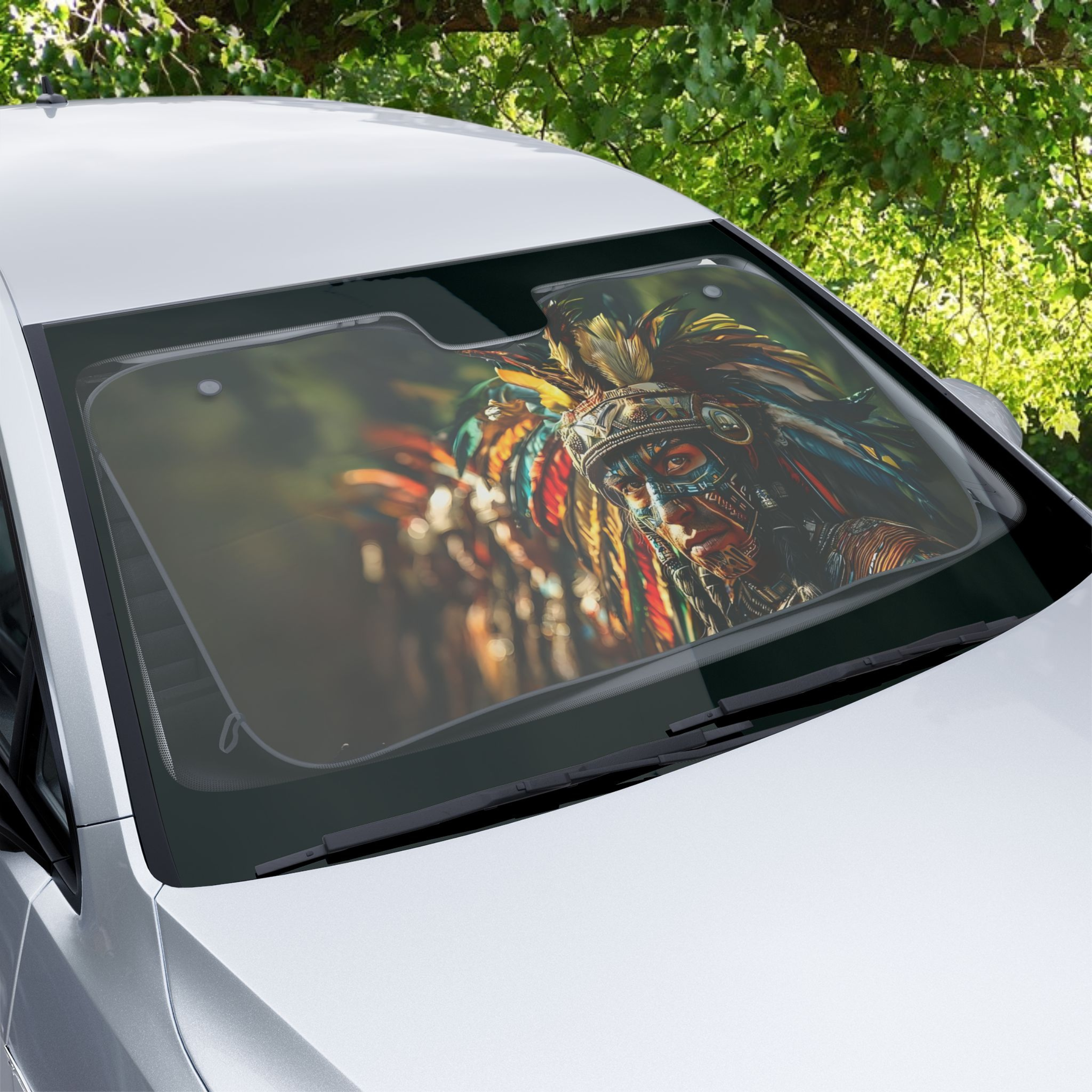 Aztec Warrior Car Sun Shade Aztec Warrior Car Sun Shade