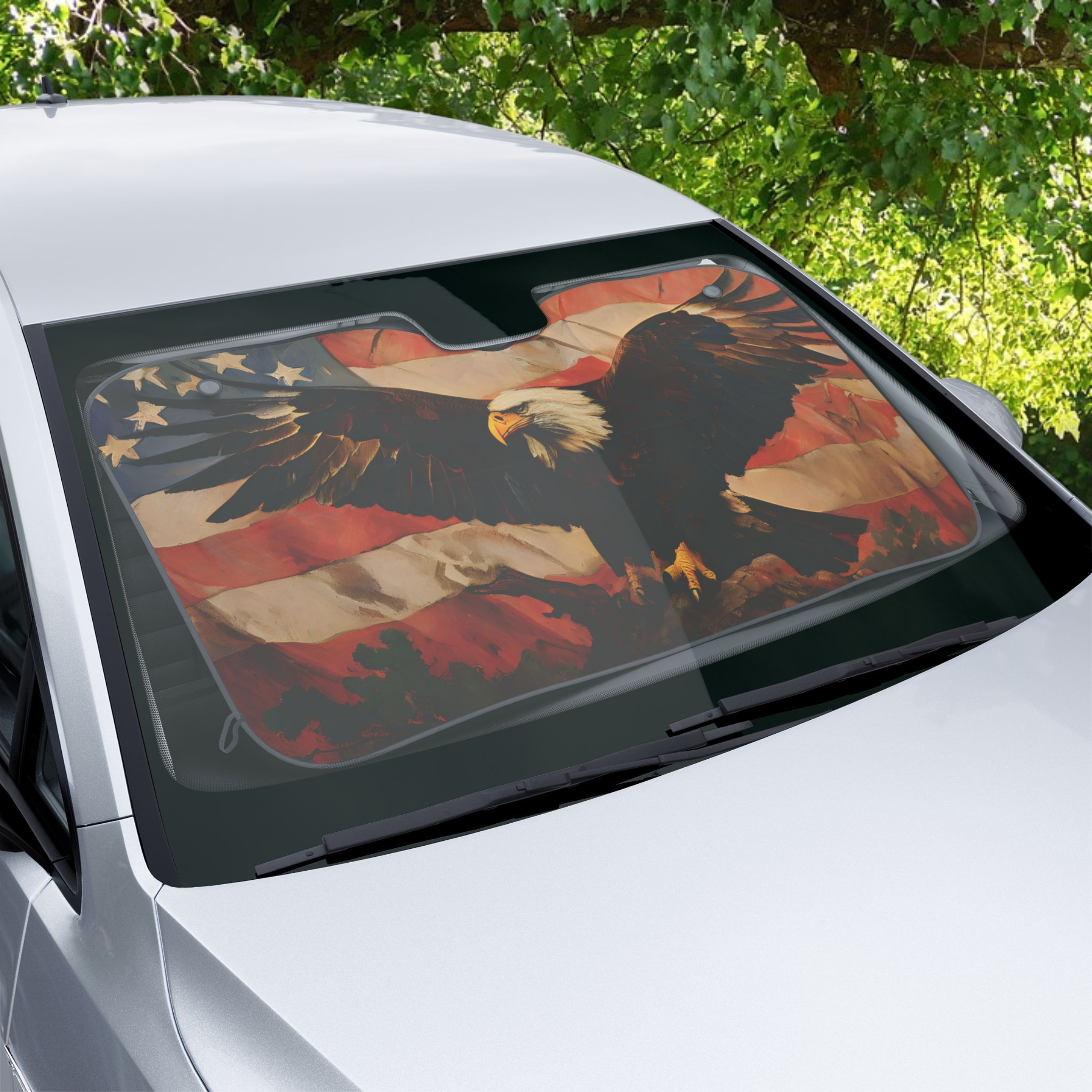 American Flag Bald Eagle Car Sun Shade product thumbnail image American Flag Bald Eagle Car Sun Shade product thumbnail image