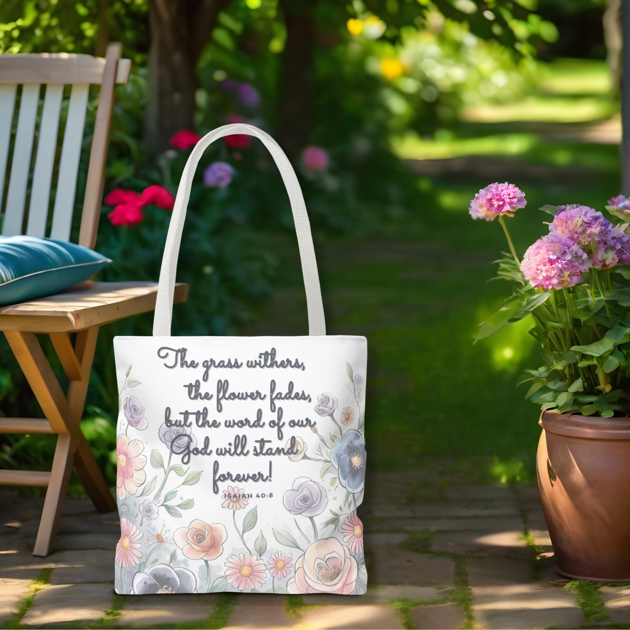 Blossoming Faith Tote Bag | Uplifting Botanical Design | Eco-Friendly Carryall product thumbnail image