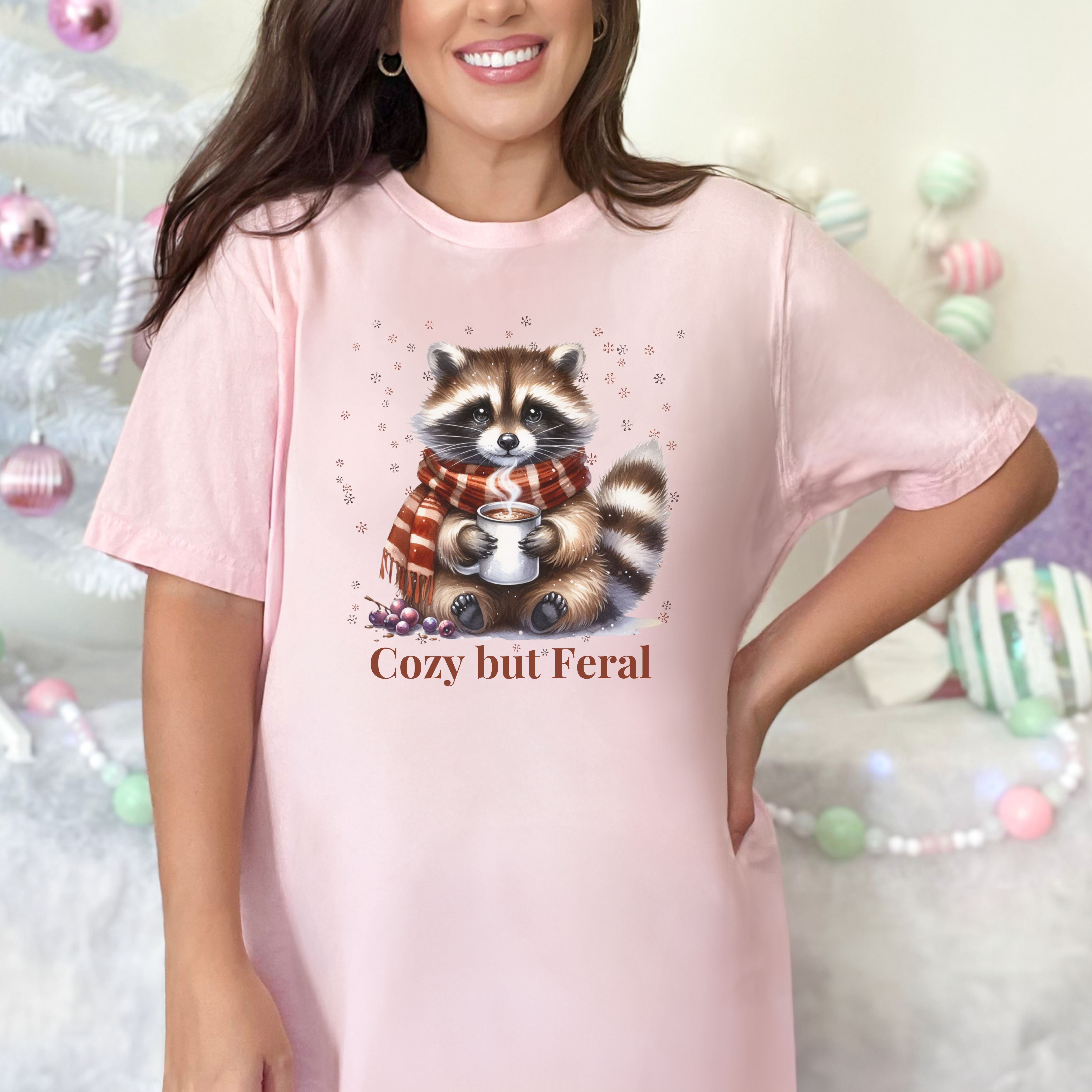 Christmas Raccoon T-shirt, Holiday Animal Tee, Festive Graphic Shirt, Winter Woodland Top, Cute Xmas Gift Apparel product thumbnail image Christmas Raccoon T-shirt, Holiday Animal Tee, Festive Graphic Shirt, Winter Woodland Top, Cute Xmas Gift Apparel product thumbnail image