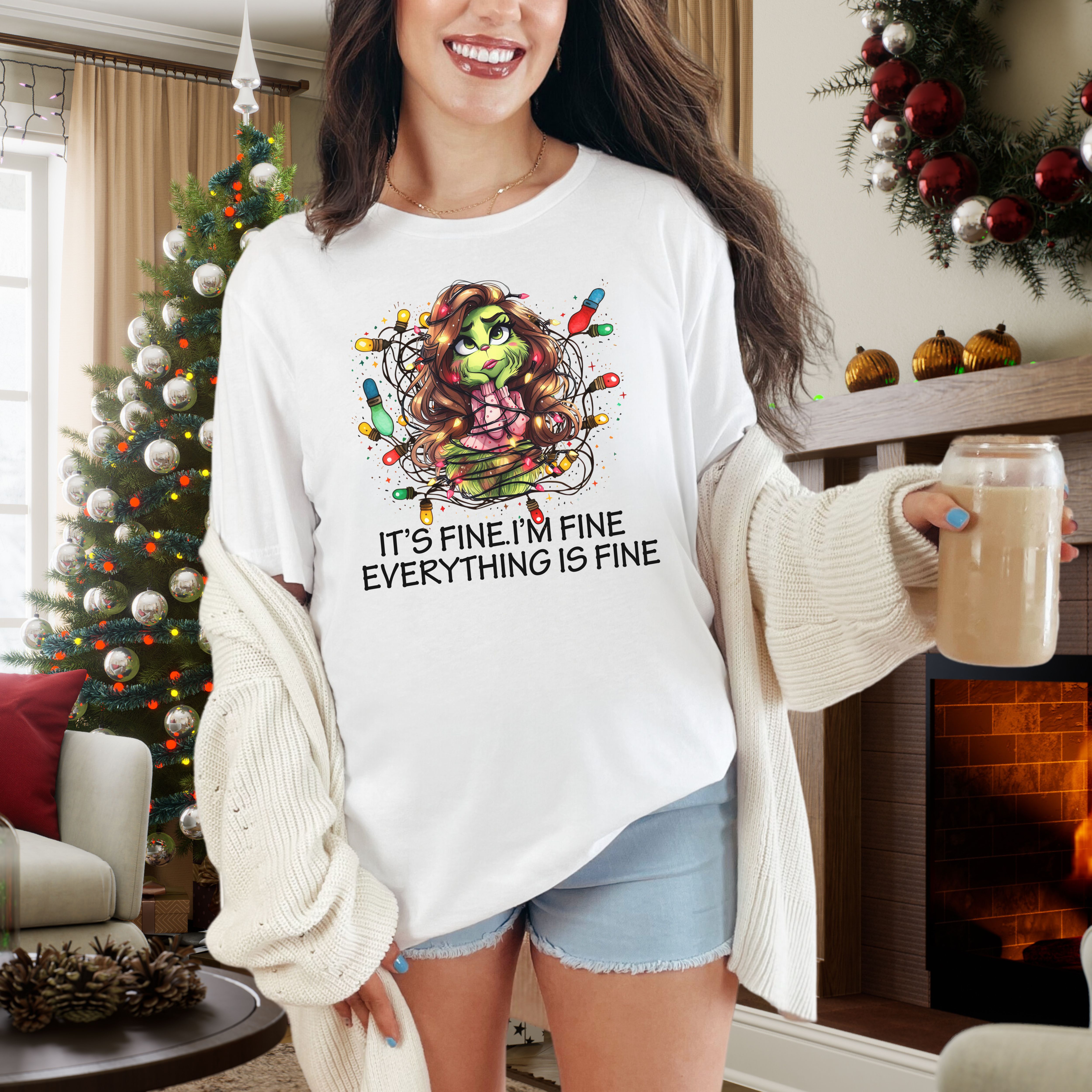 Funny I'm Fine Everything is Fine Christmas T-shirt, Festive Holiday Tee, Humorous Xmas Top, Sarcastic Winter Shirt, Comical Seasonal product thumbnail image Funny I'm Fine Everything is Fine Christmas T-shirt, Festive Holiday Tee, Humorous Xmas Top, Sarcastic Winter Shirt, Comical Seasonal product thumbnail image