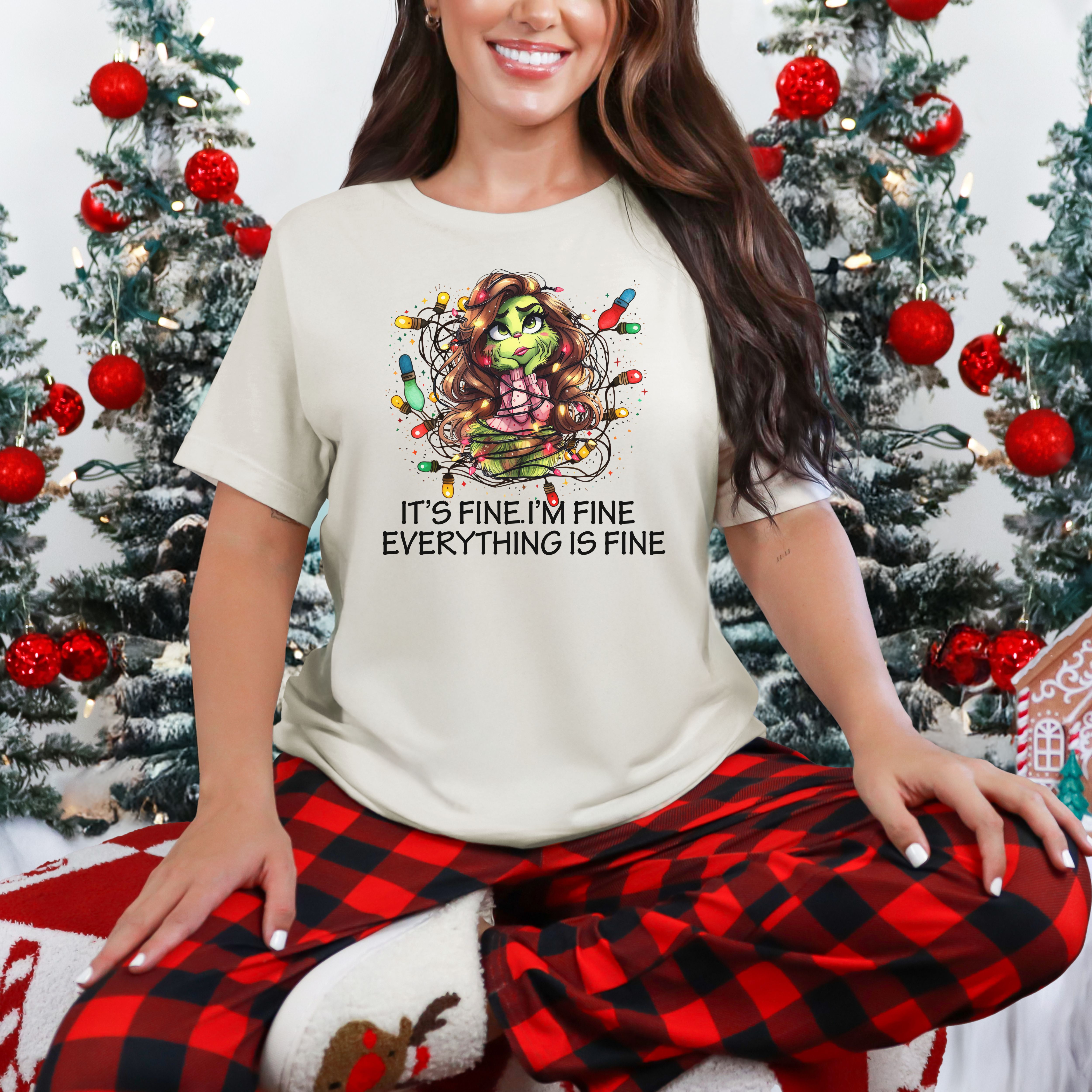 Funny I'm Fine Everything is Fine Christmas T-shirt, Festive Holiday Tee, Humorous Xmas Top, Sarcastic Winter Shirt, Comical Seasonal product thumbnail image Funny I'm Fine Everything is Fine Christmas T-shirt, Festive Holiday Tee, Humorous Xmas Top, Sarcastic Winter Shirt, Comical Seasonal product thumbnail image