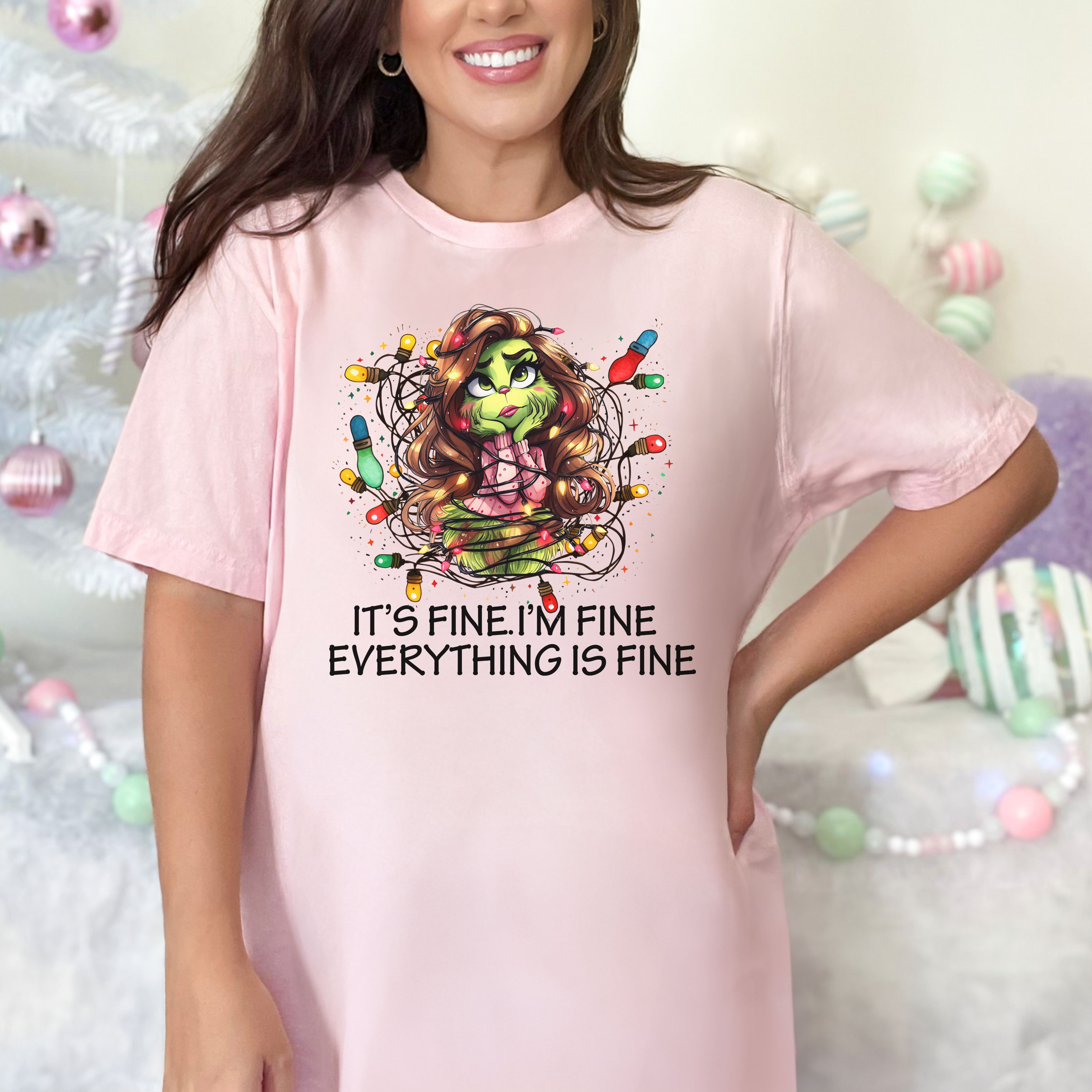Funny I'm Fine Everything is Fine Christmas T-shirt, Festive Holiday Tee, Humorous Xmas Top, Sarcastic Winter Shirt, Comical Seasonal product thumbnail image Funny I'm Fine Everything is Fine Christmas T-shirt, Festive Holiday Tee, Humorous Xmas Top, Sarcastic Winter Shirt, Comical Seasonal product thumbnail image