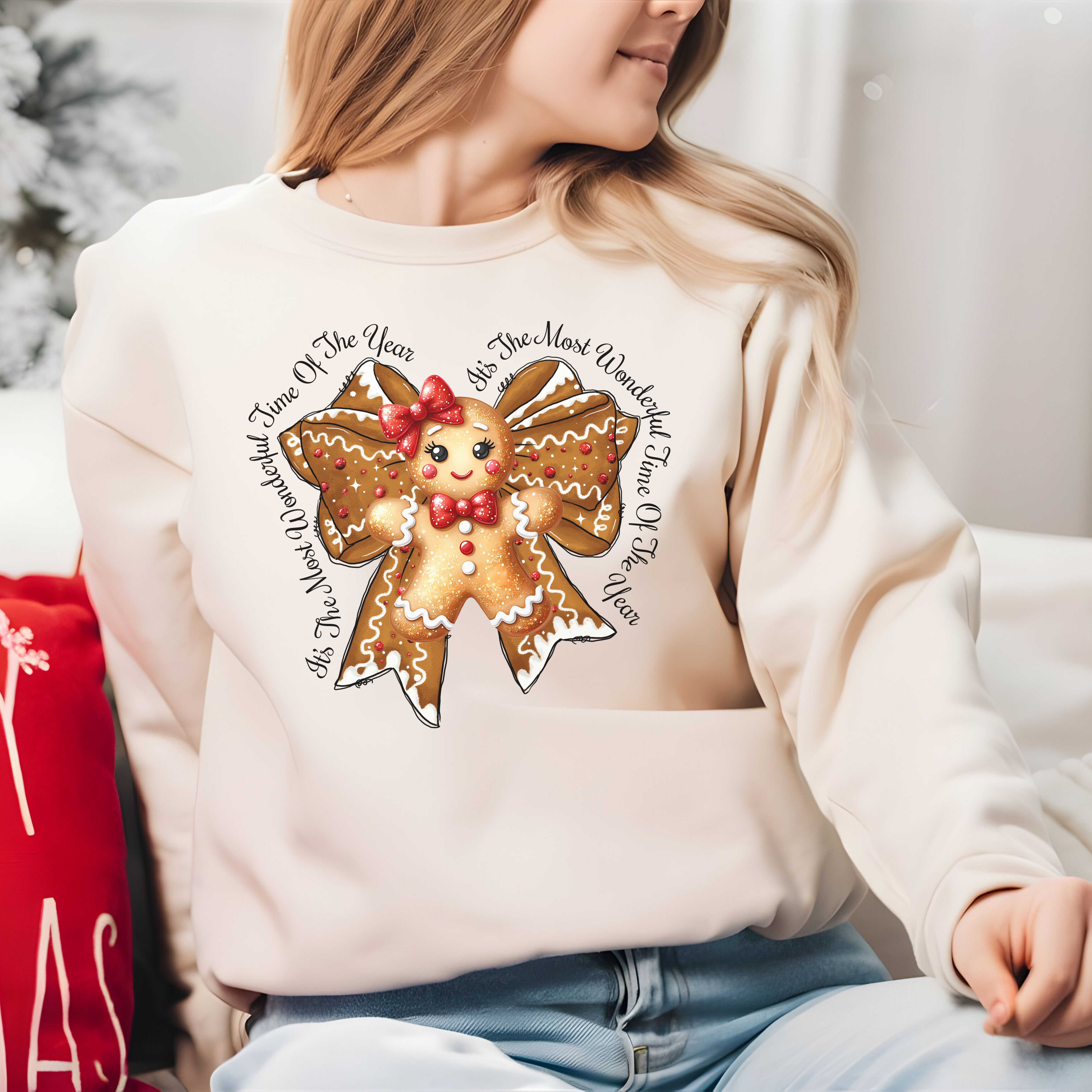 Gingerbread Bow Sweatshirt - Cozy Christmas Jumper, Holiday Cookie Lover Gift, Winter Warm Pullover, Festive Baking Top, Unisex Xmas Sweater product thumbnail image Gingerbread Bow Sweatshirt - Cozy Christmas Jumper, Holiday Cookie Lover Gift, Winter Warm Pullover, Festive Baking Top, Unisex Xmas Sweater product thumbnail image