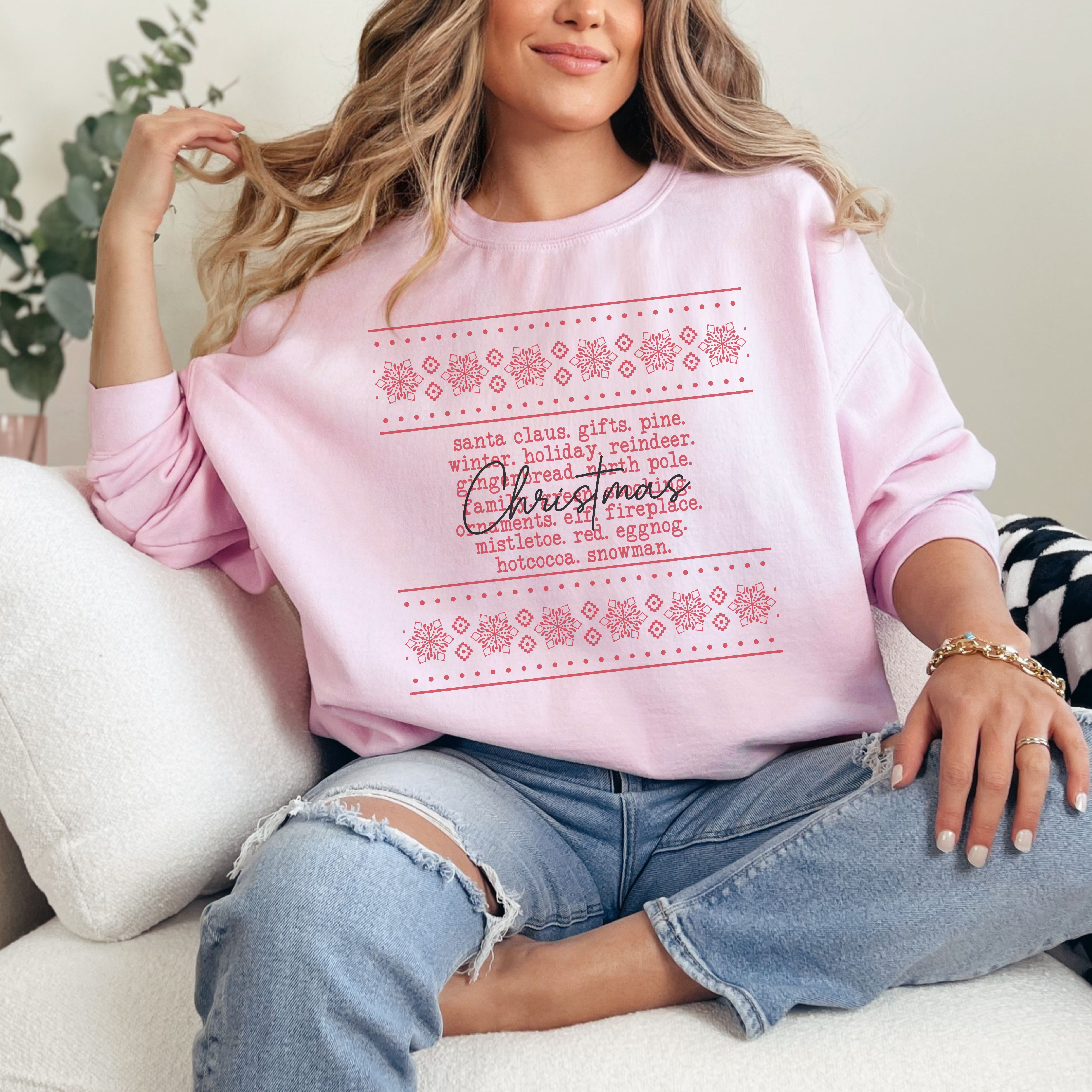 Christmas Words Unisex Sweatshirt, Holiday Crewneck Jumper, Xmas Sweater for Men and Women, Festive Pullover, Christmas Gift Idea product thumbnail image Christmas Words Unisex Sweatshirt, Holiday Crewneck Jumper, Xmas Sweater for Men and Women, Festive Pullover, Christmas Gift Idea product thumbnail image