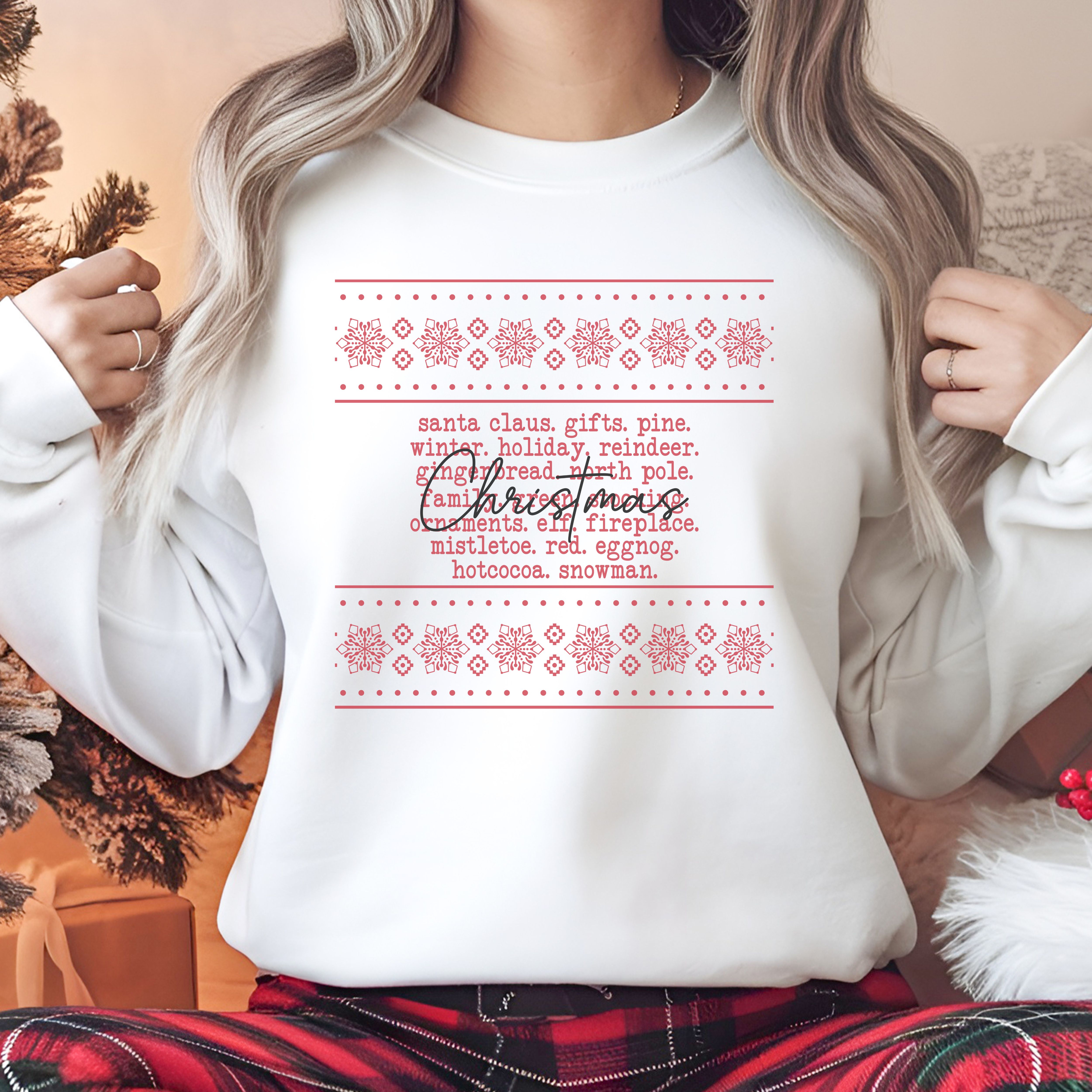Christmas Words Unisex Sweatshirt, Holiday Crewneck Jumper, Xmas Sweater for Men and Women, Festive Pullover, Christmas Gift Idea product thumbnail image Christmas Words Unisex Sweatshirt, Holiday Crewneck Jumper, Xmas Sweater for Men and Women, Festive Pullover, Christmas Gift Idea product thumbnail image