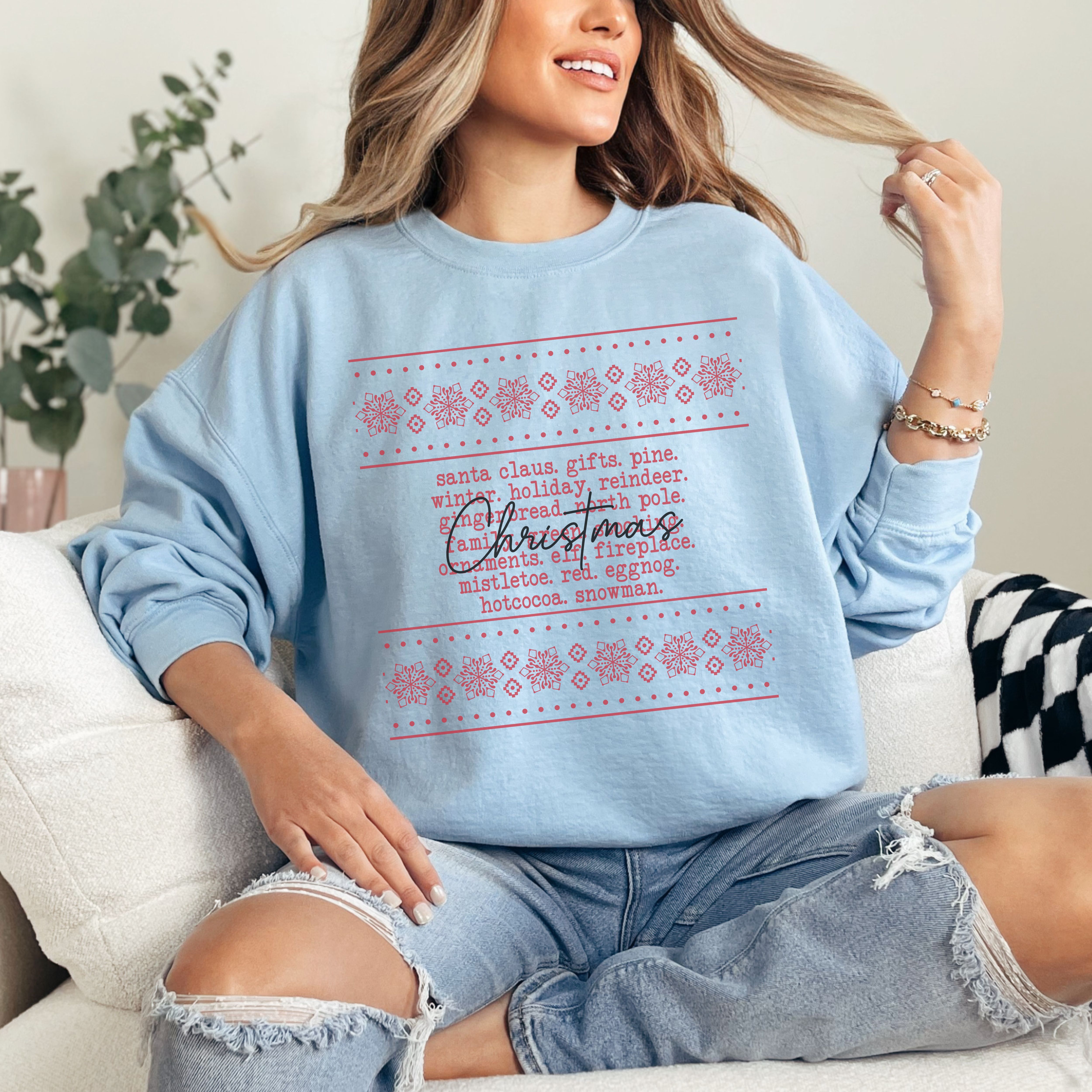 Christmas Words Unisex Sweatshirt, Holiday Crewneck Jumper, Xmas Sweater for Men and Women, Festive Pullover, Christmas Gift Idea product thumbnail image Christmas Words Unisex Sweatshirt, Holiday Crewneck Jumper, Xmas Sweater for Men and Women, Festive Pullover, Christmas Gift Idea product thumbnail image
