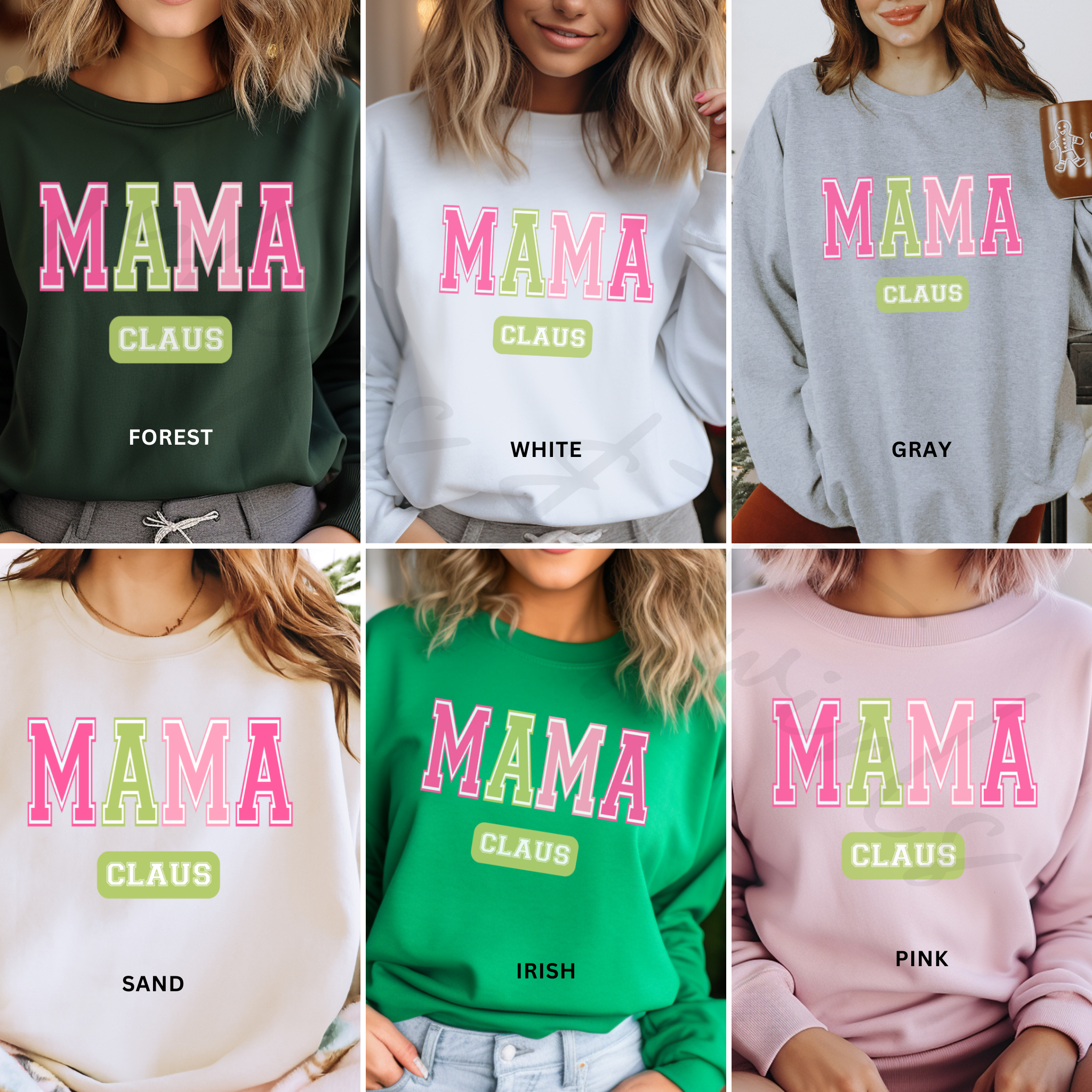 Mama Claus Christmas Sweatshirt | Preppy Christmas Sweatshirt | Mama Claus Shirt | Pink Christmas Sweatshirt | Santa Mama Shirt