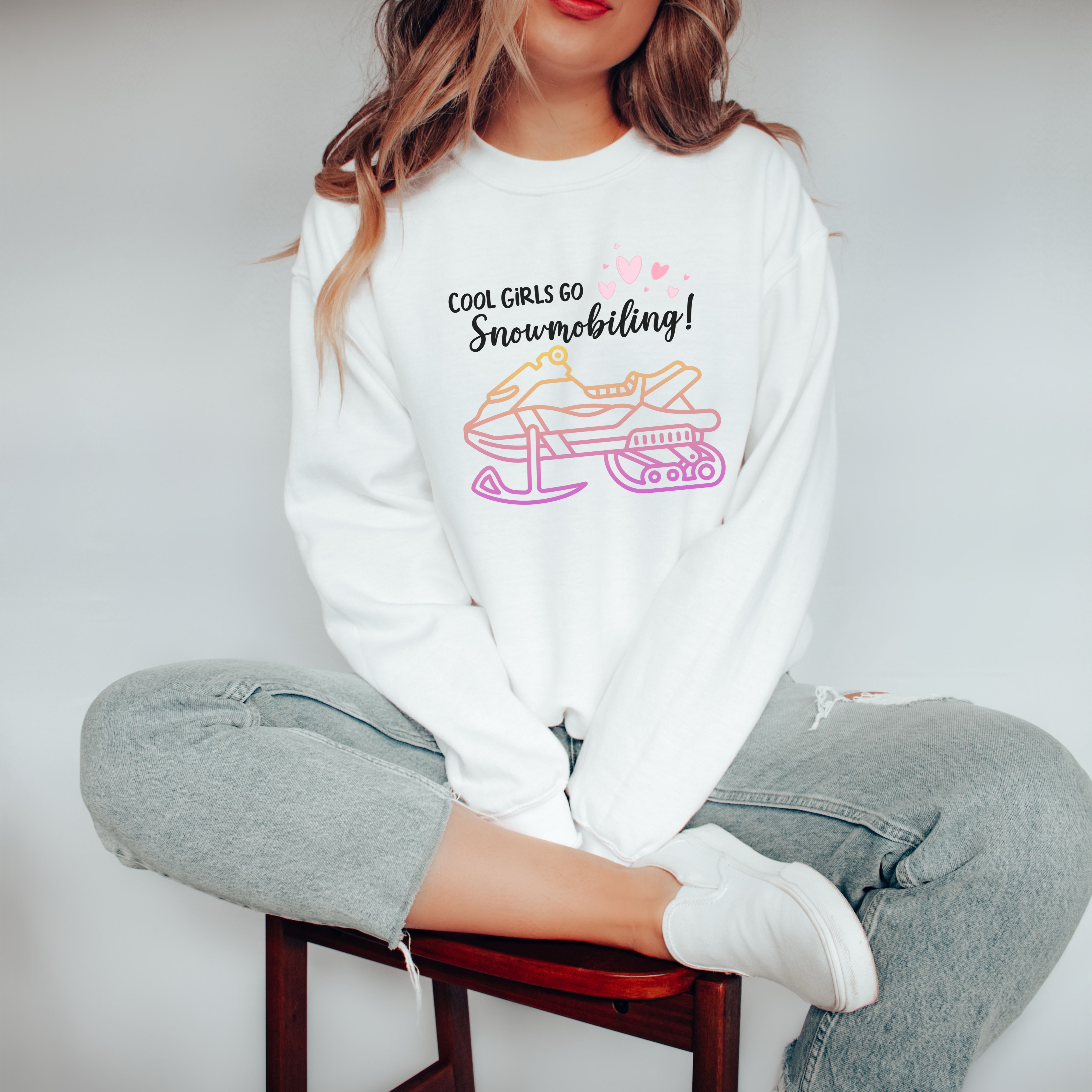 Snowmobiling Crewneck Sweatshirt for Cool Girls product thumbnail image Snowmobiling Crewneck Sweatshirt for Cool Girls product thumbnail image