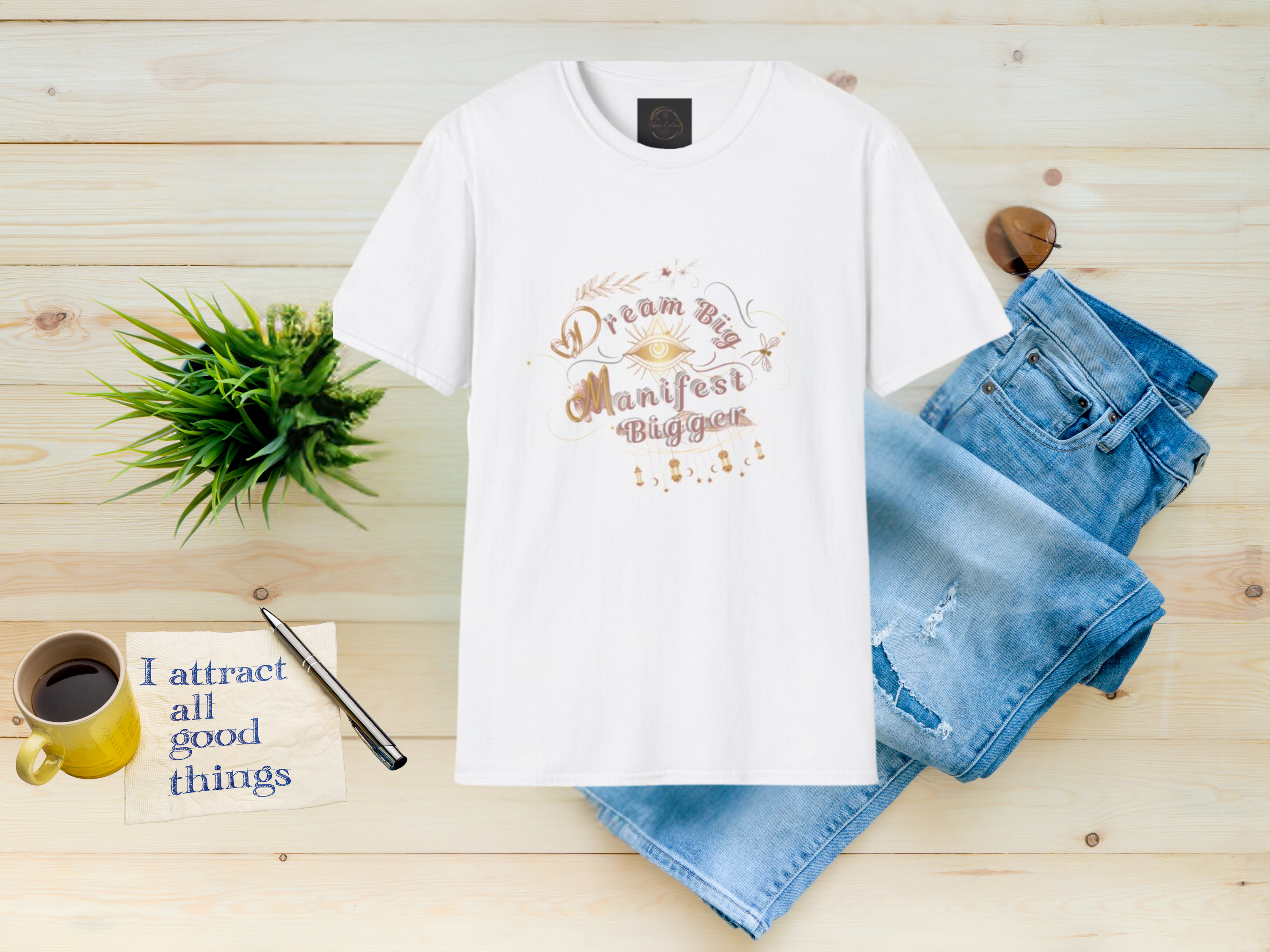 Dream Big, Manifest Bigger - Unisex Softstyle T-Shirt product thumbnail image Dream Big, Manifest Bigger - Unisex Softstyle T-Shirt product thumbnail image