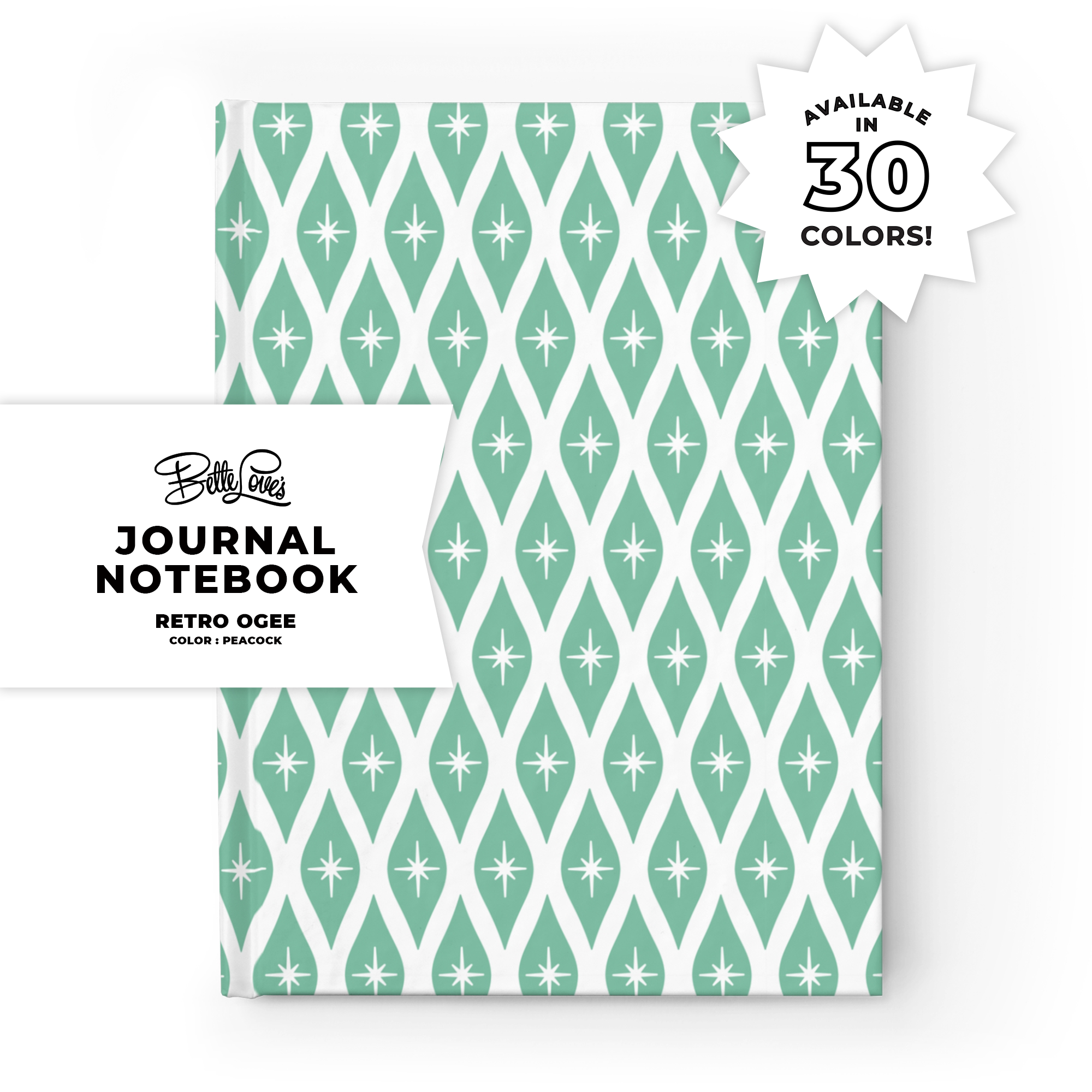 Retro Ogee Journal in Peacock