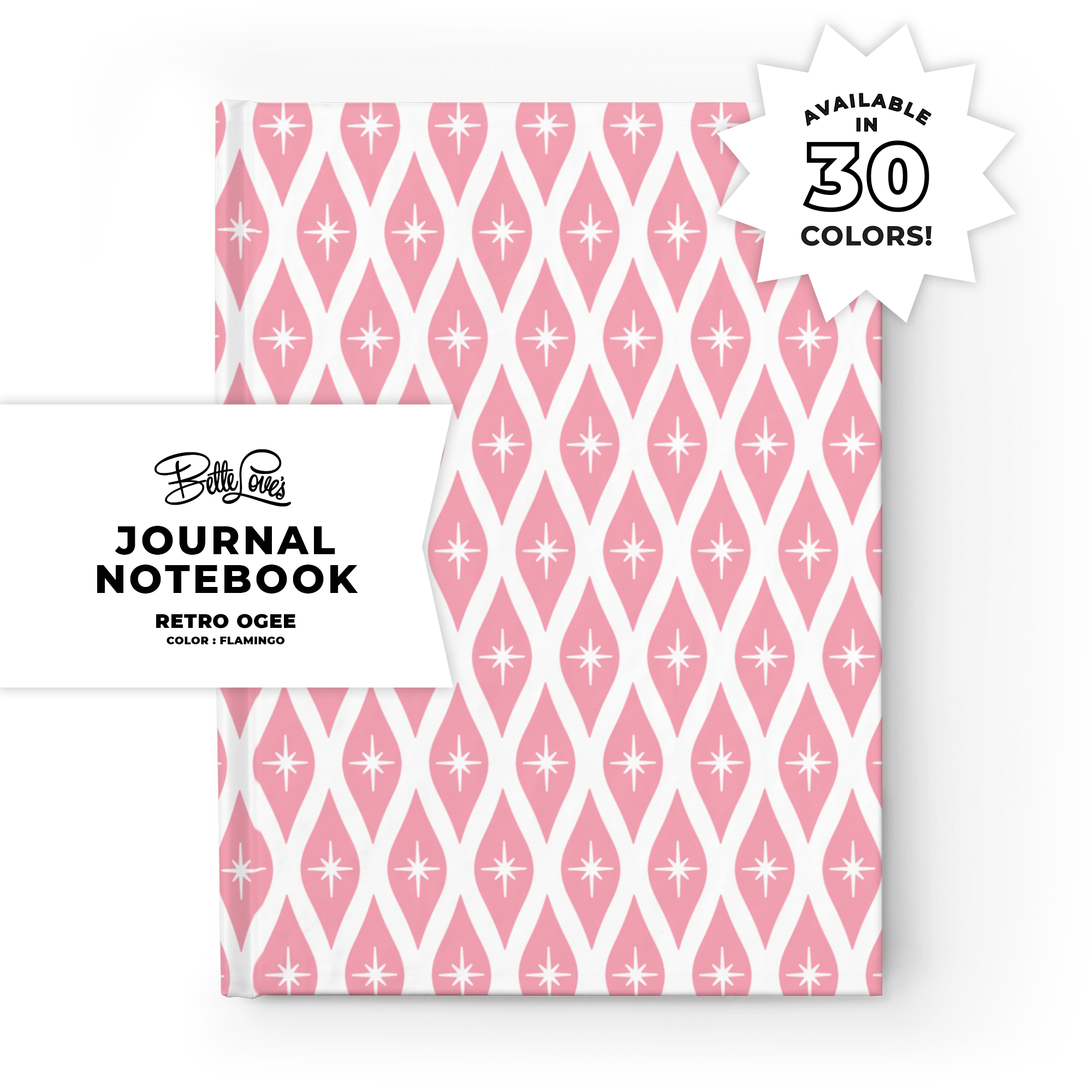 Retro Ogee Journal in Flamingo