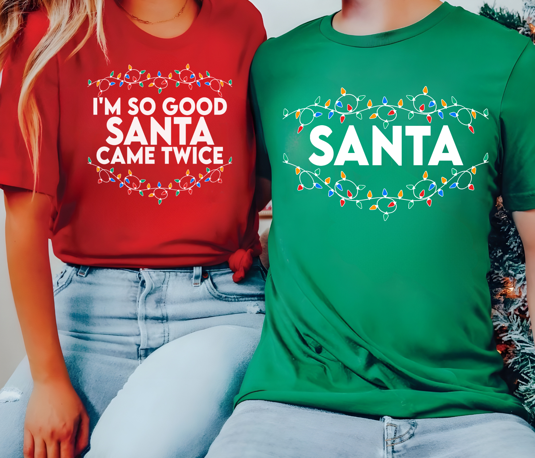 Festive matching couples t-shirt product thumbnail image Festive matching couples t-shirt product thumbnail image